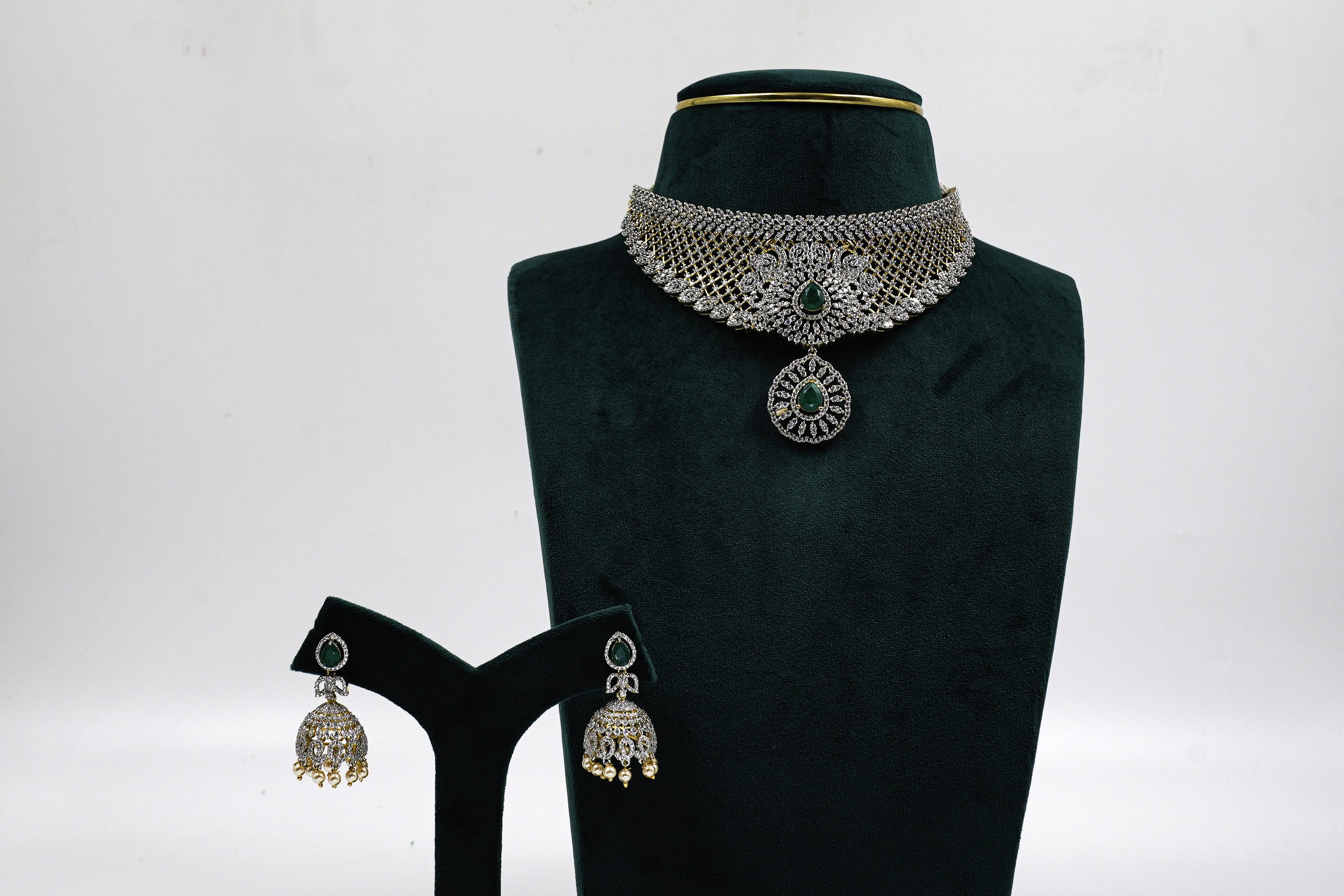 Raag Silver Jewellery - Emerald Silver Necklace