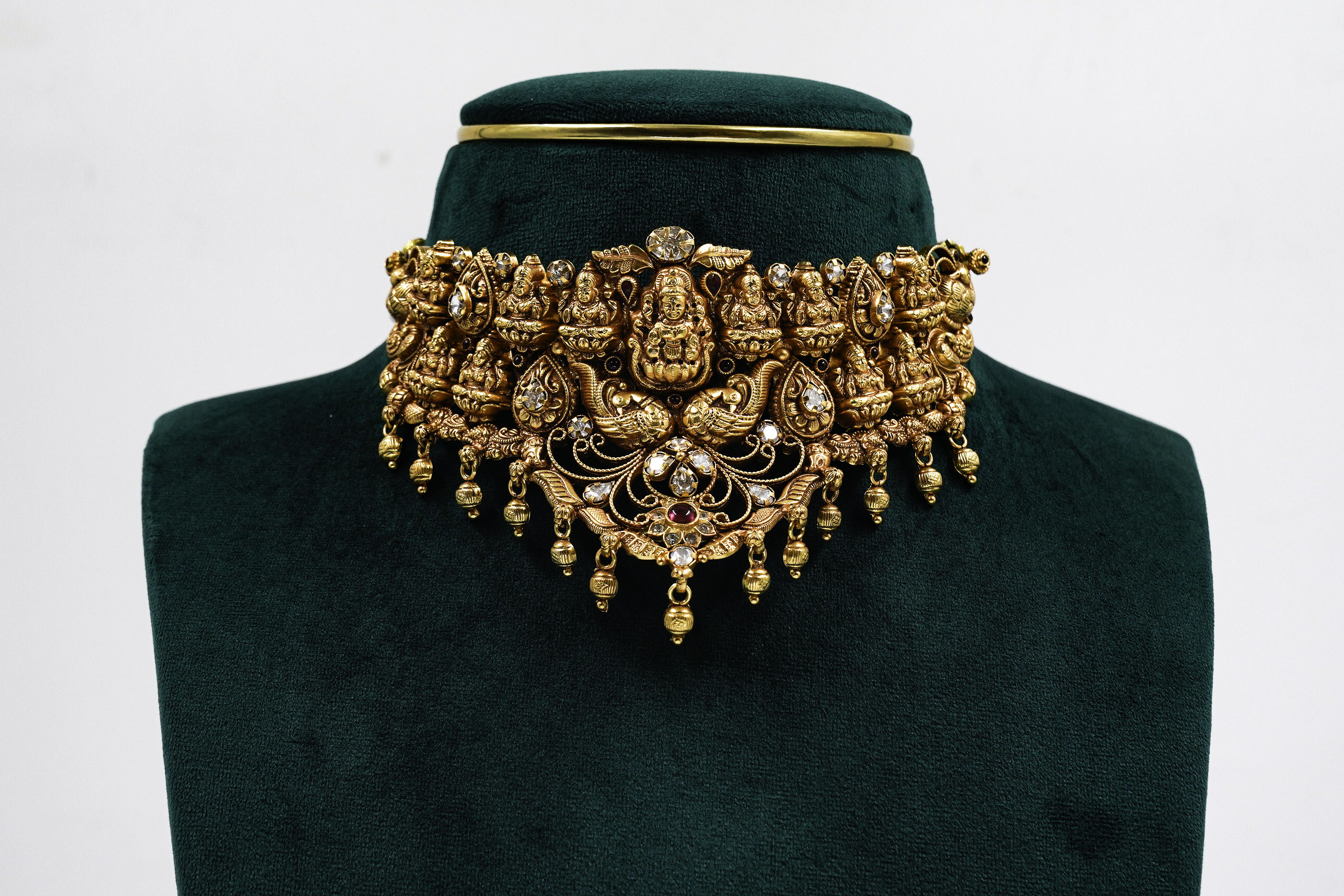 Raag Silver Jewellery - Gold Polished Silver Temple Necklace