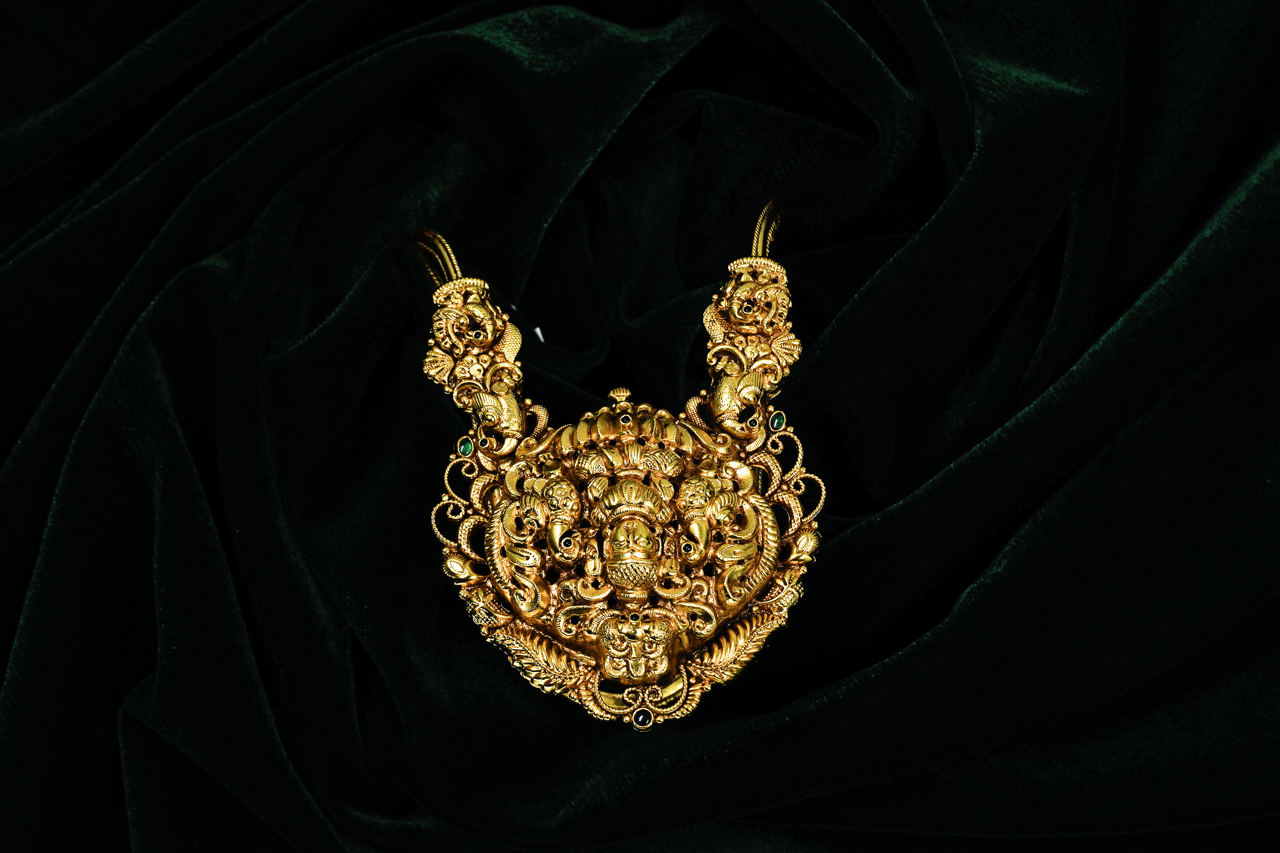 Raag Silver Jewellery - Gold Polished Silver Lakshmi Pendant