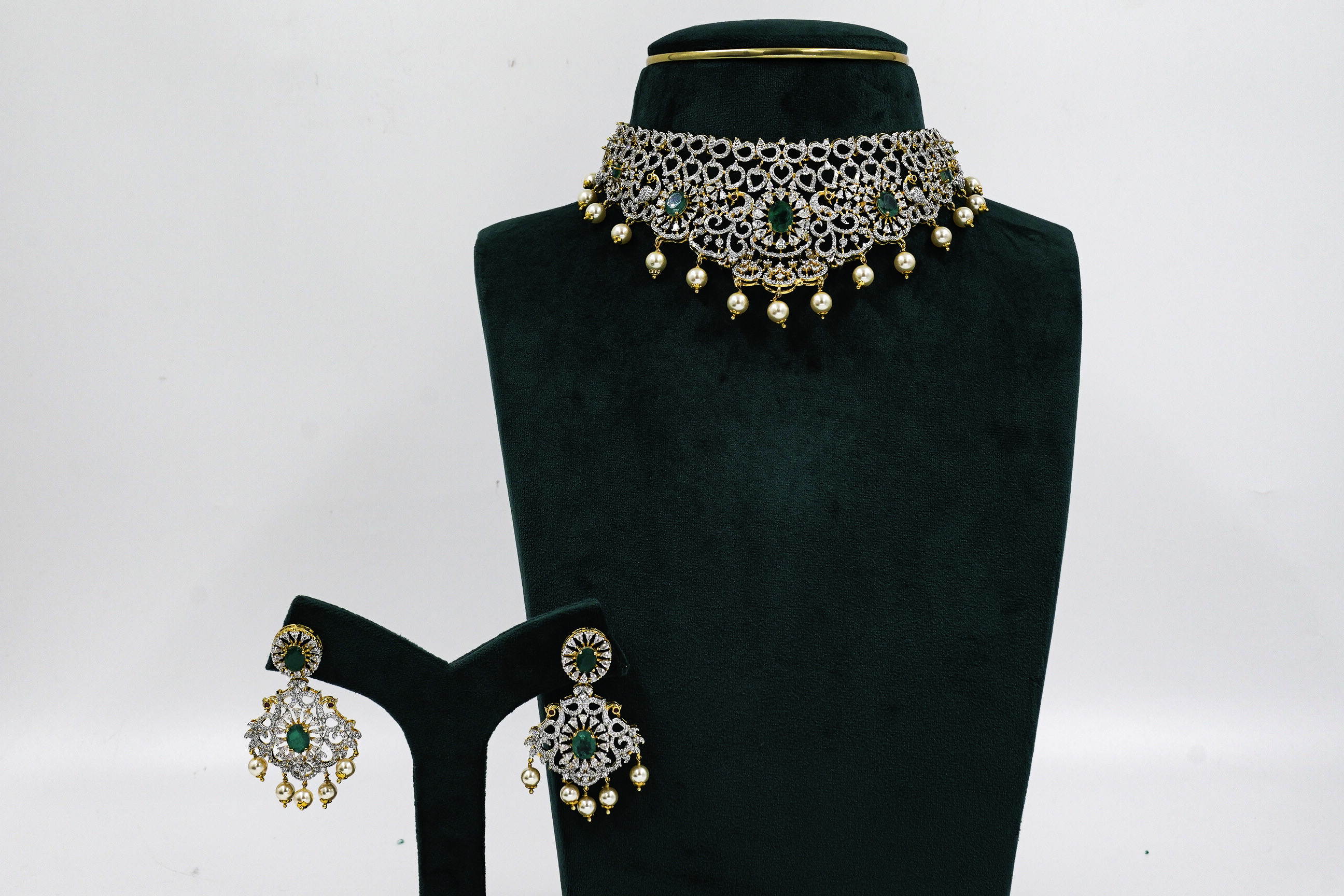 Raag Silver Jewellery - Emerald Silver Necklace