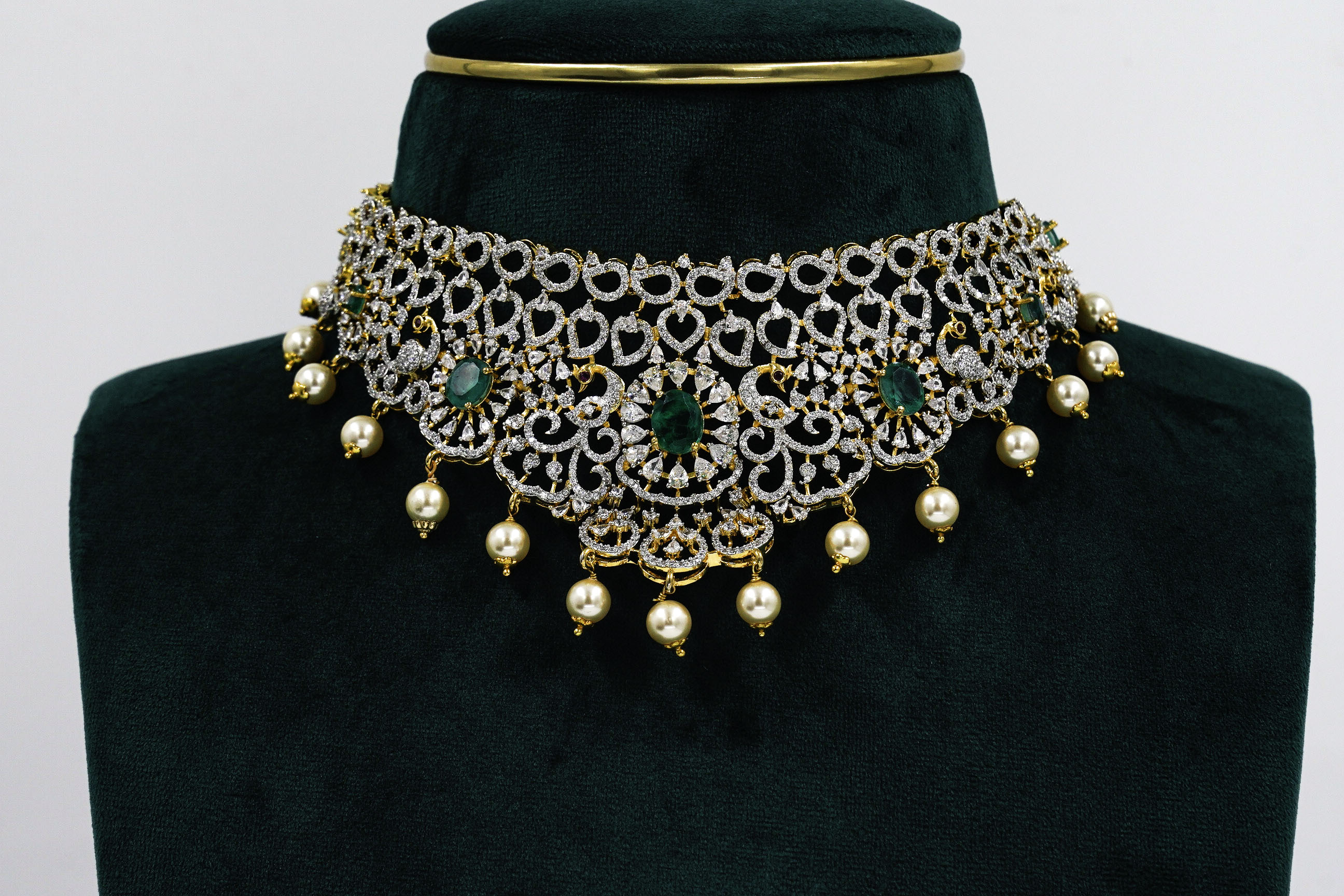 Raag Silver Jewellery - Emerald Silver Necklace