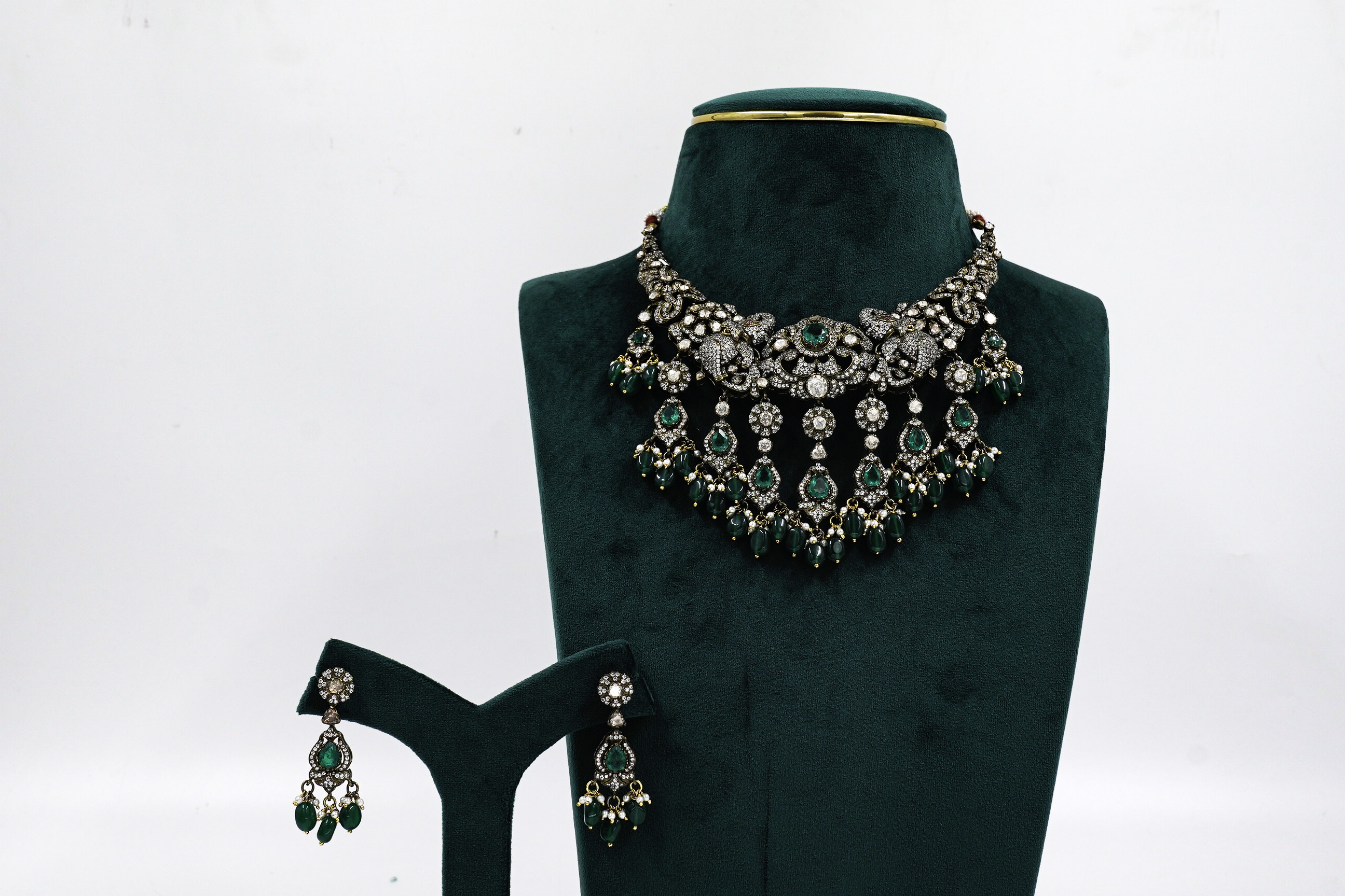 Raag Silver Jewellery - Emerald Silver Necklace