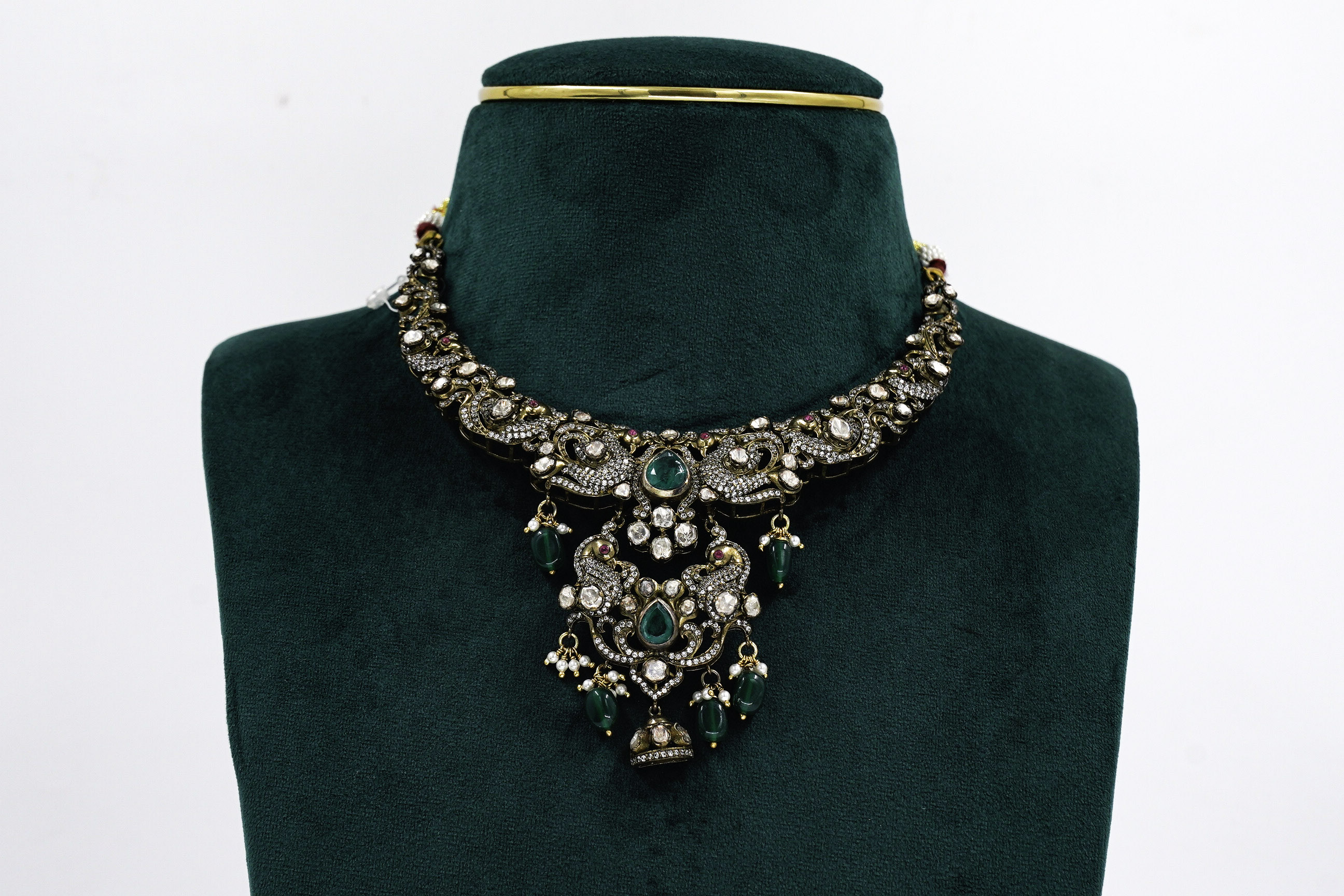 Raag Silver Jewellery - Emerald Silver Necklace