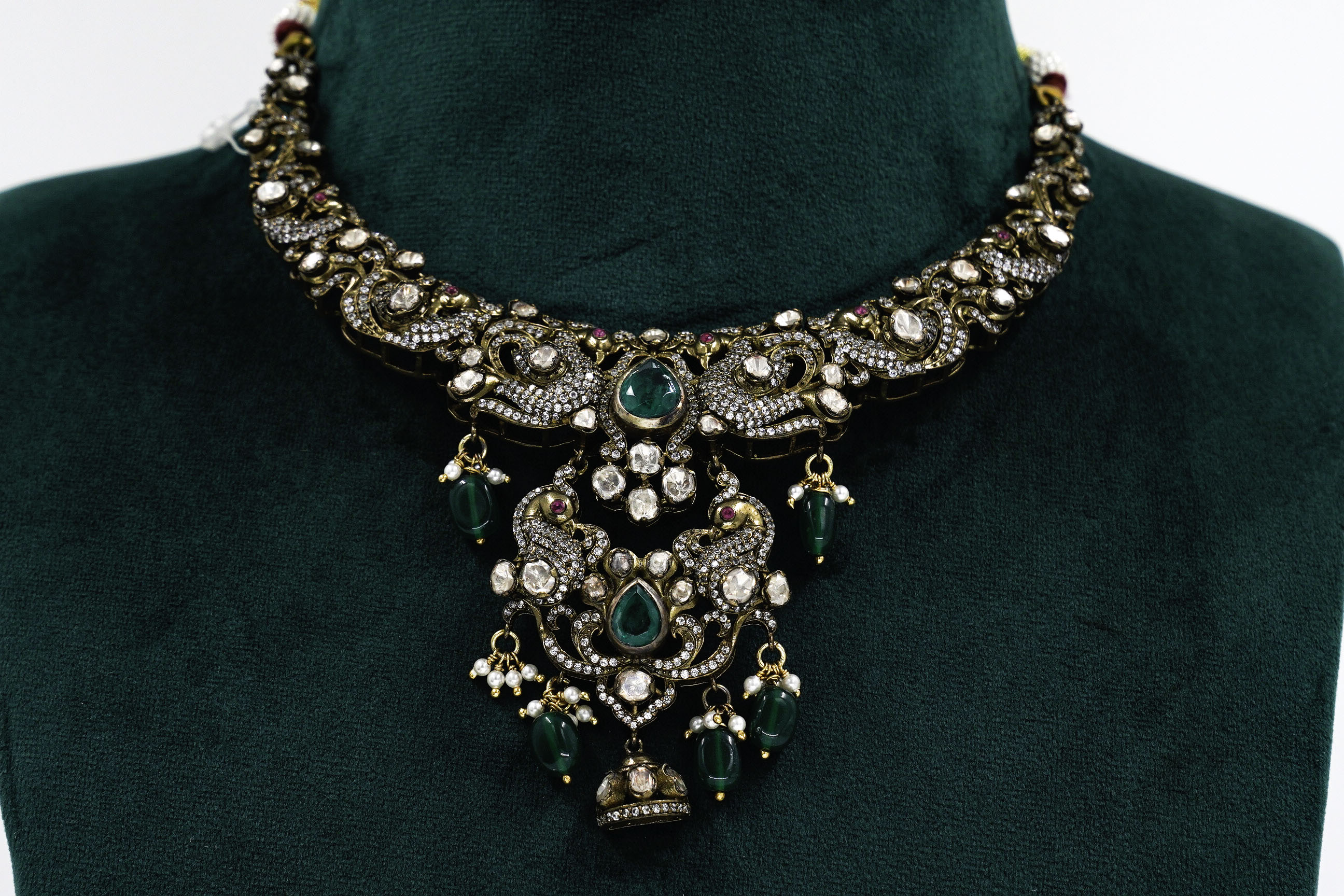 Raag Silver Jewellery - Emerald Silver Necklace