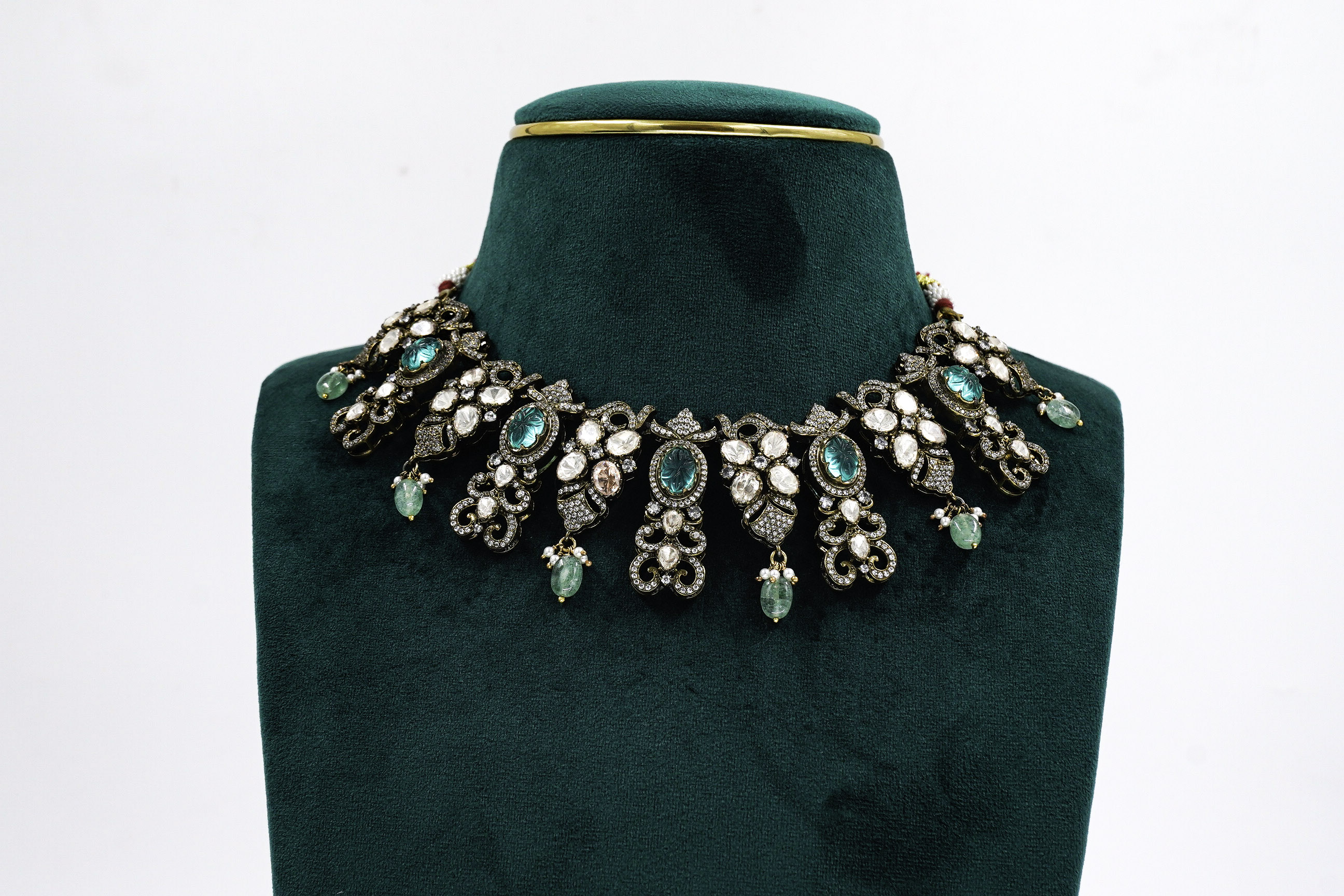 Raag Silver Jewellery - Silver Emerald Necklace