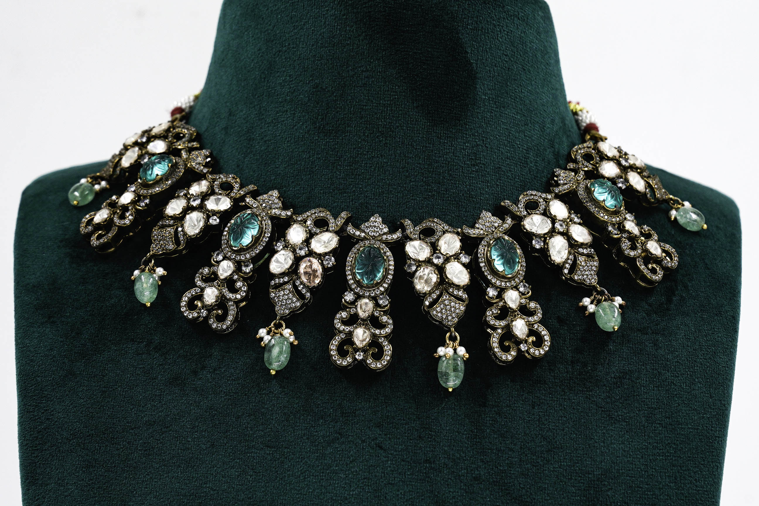 Raag Silver Jewellery - Silver Emerald Necklace