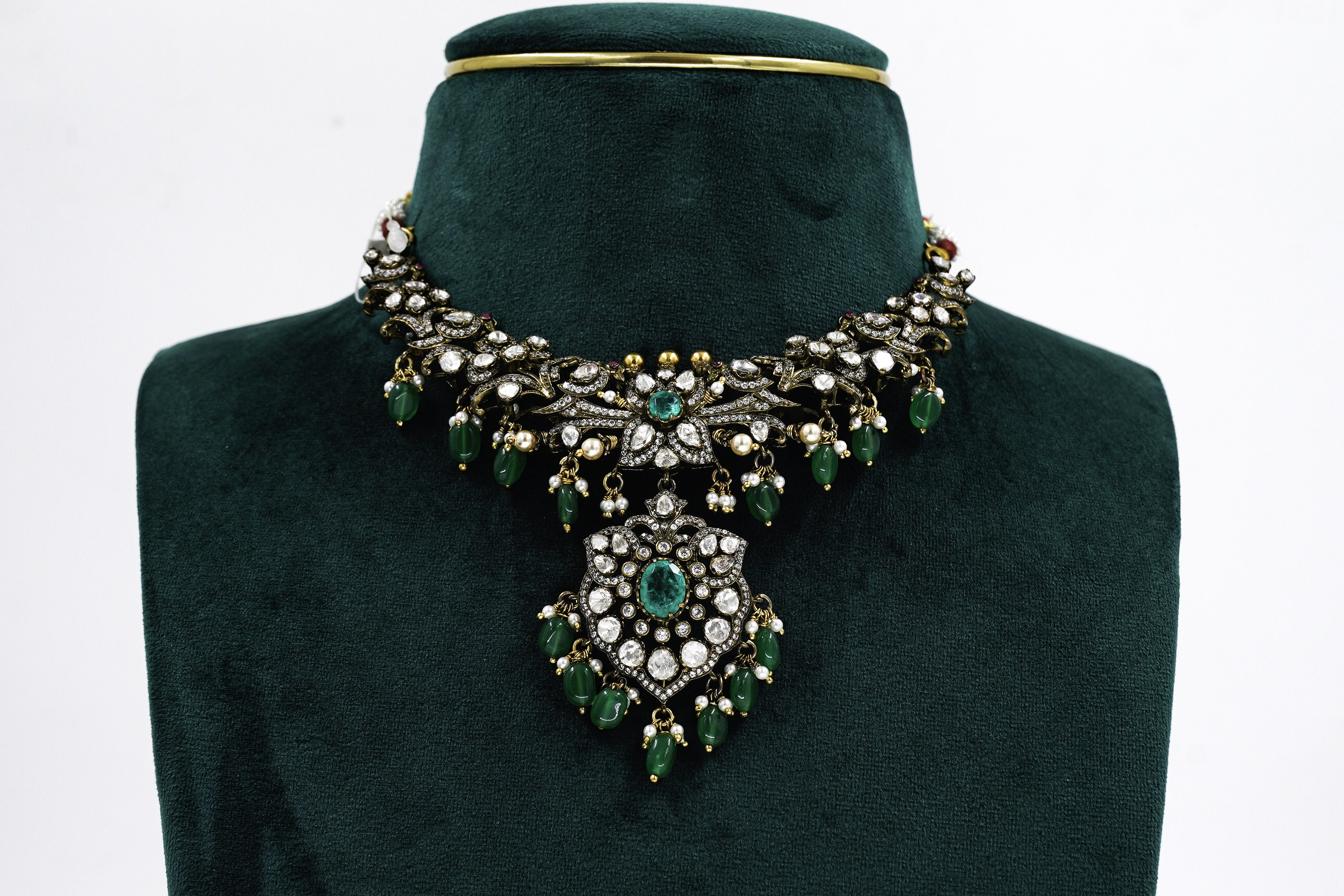 Raag Silver Jewellery - Emerald Silver Necklace