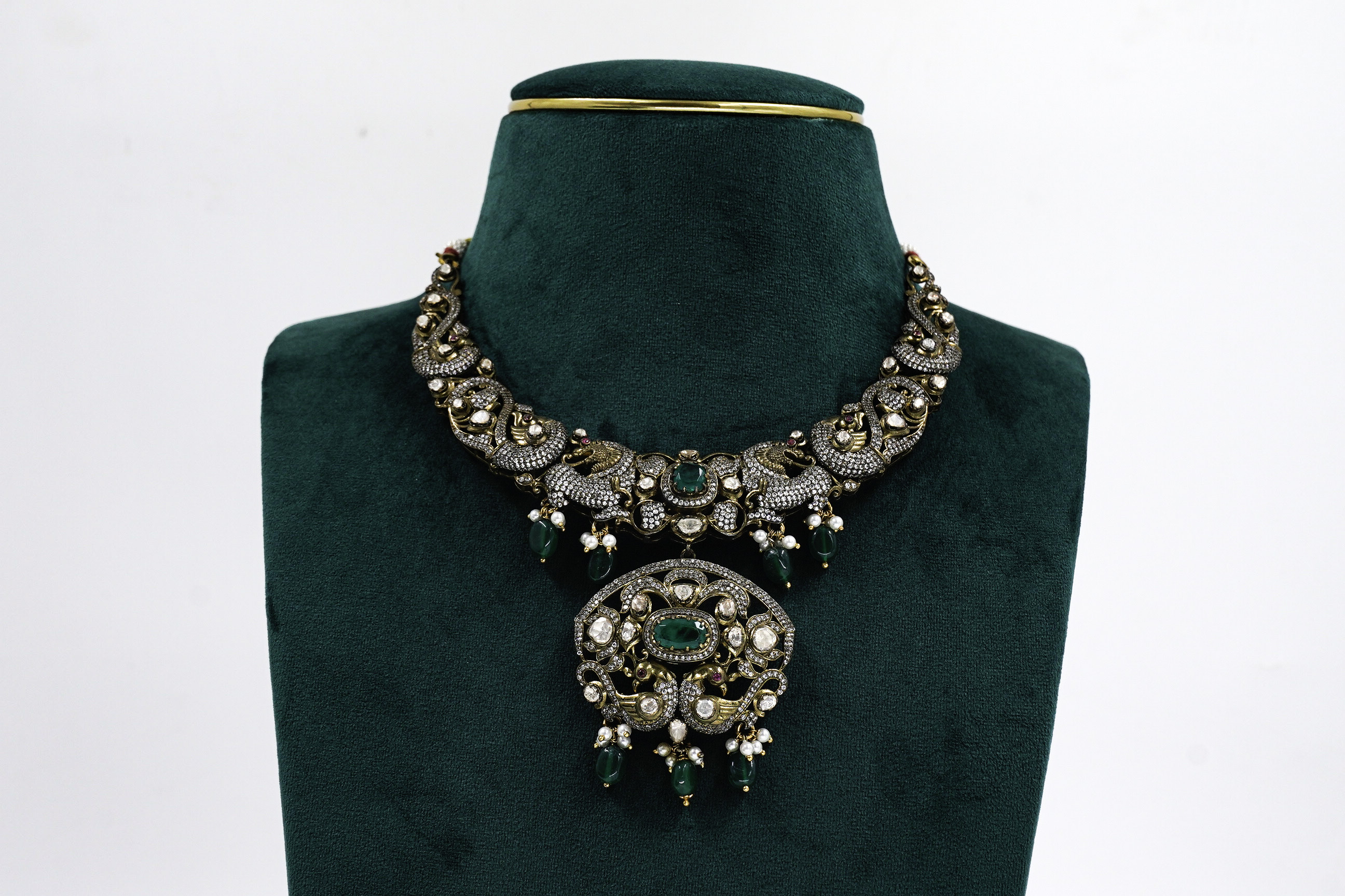 Raag Silver Jewellery - Silver Emerald Necklace