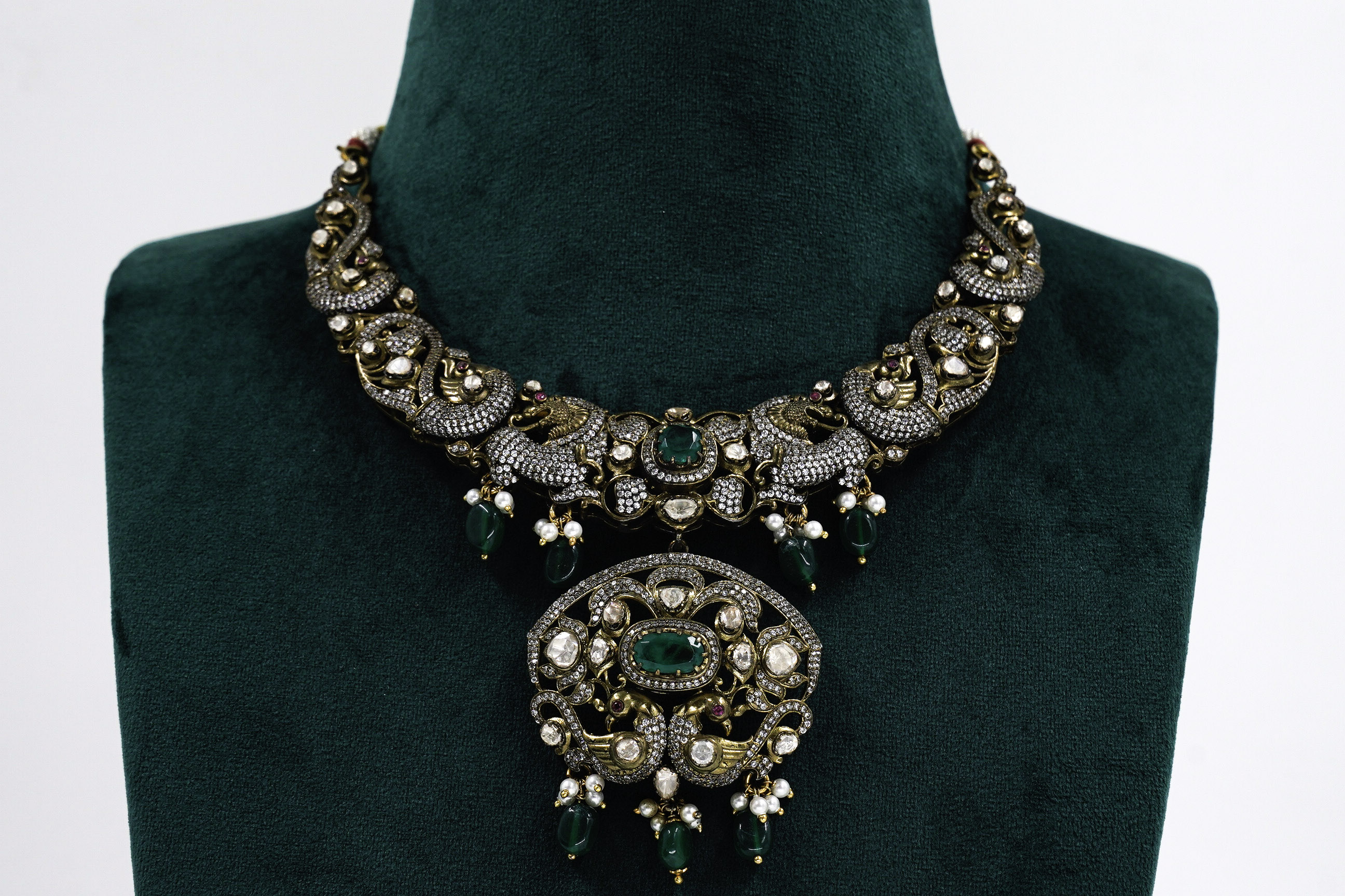 Raag Silver Jewellery - Silver Emerald Necklace