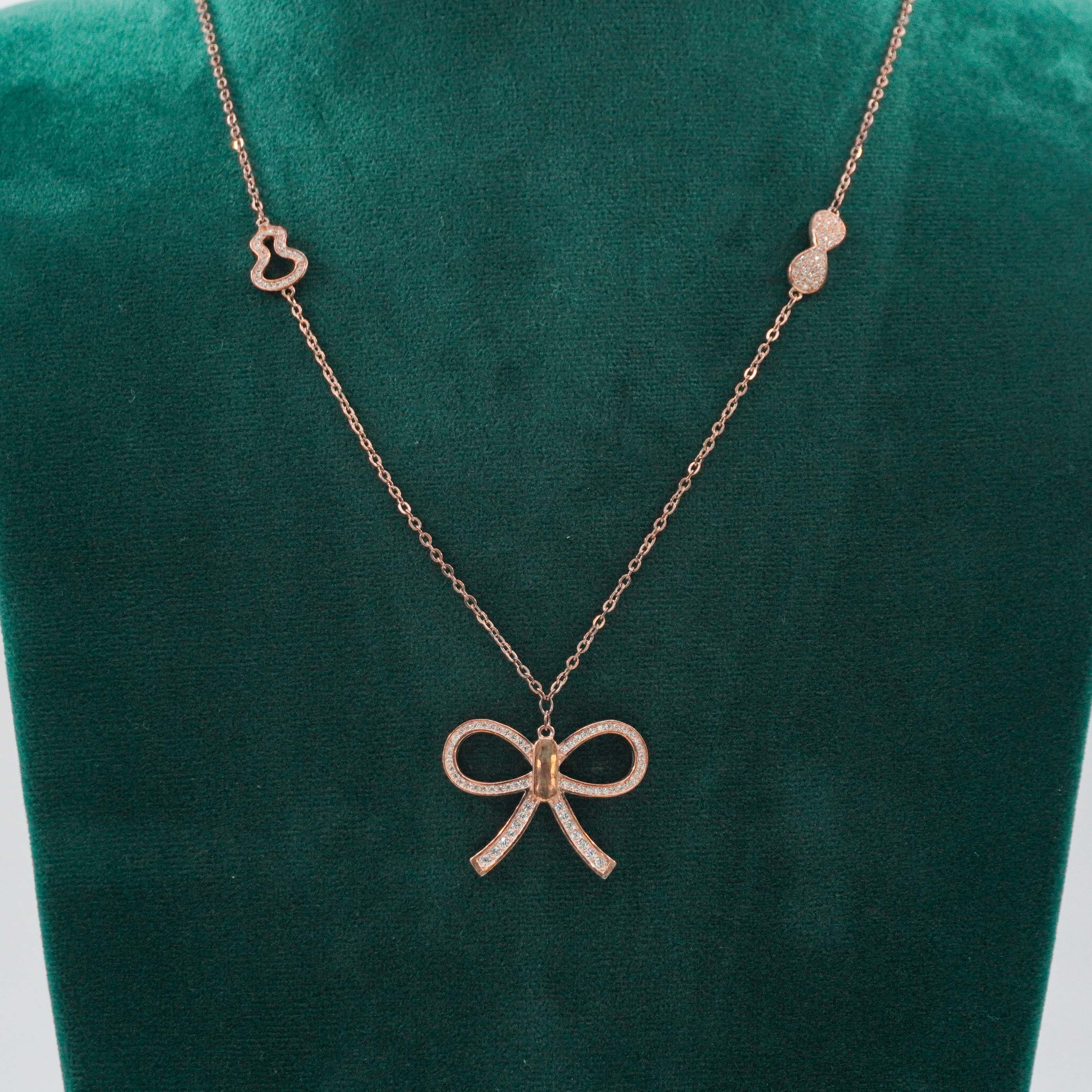 Raag Silver Jewellery Basheerbagh - Rose Gold Bow Necklace