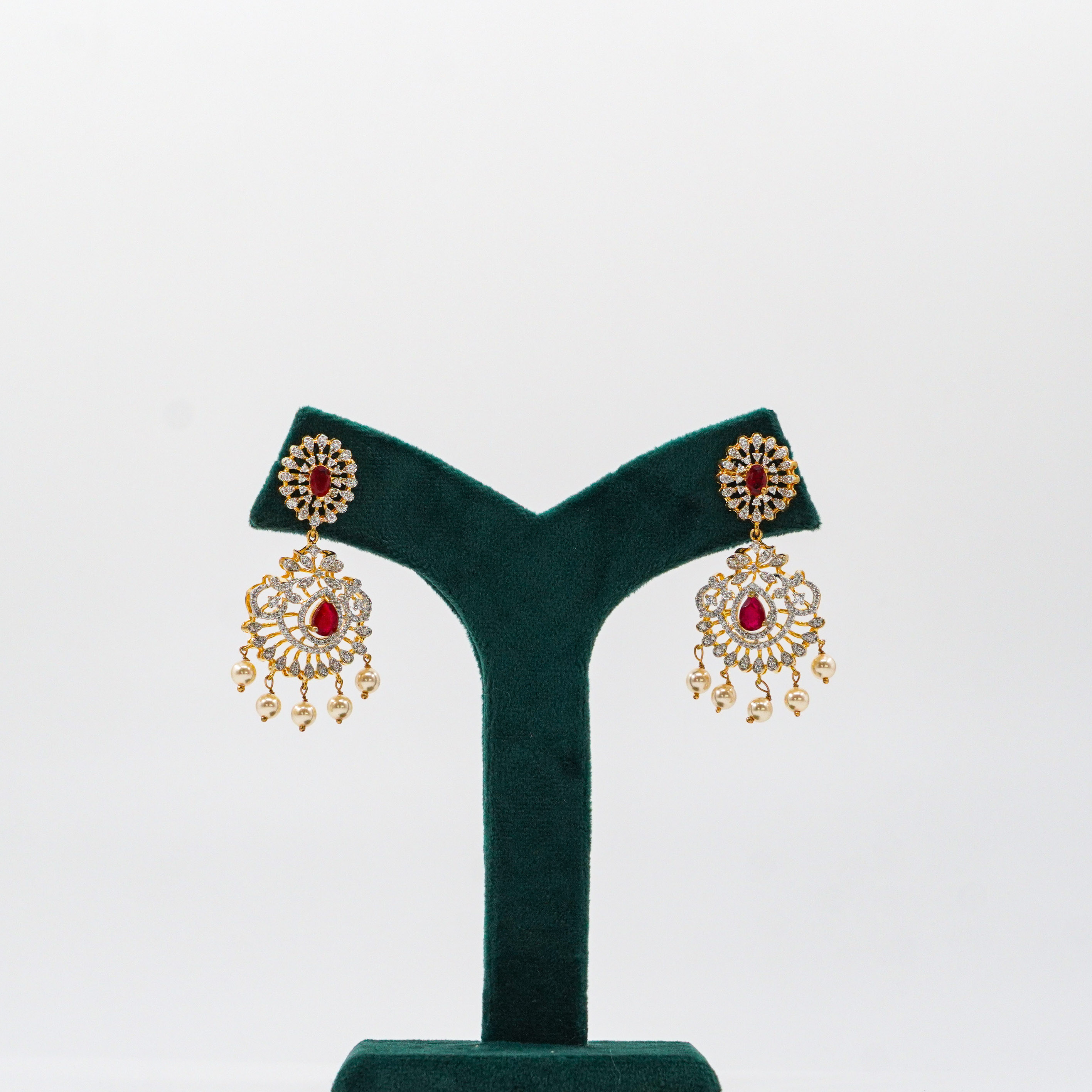 Gold Polish Ruby Jhumkas