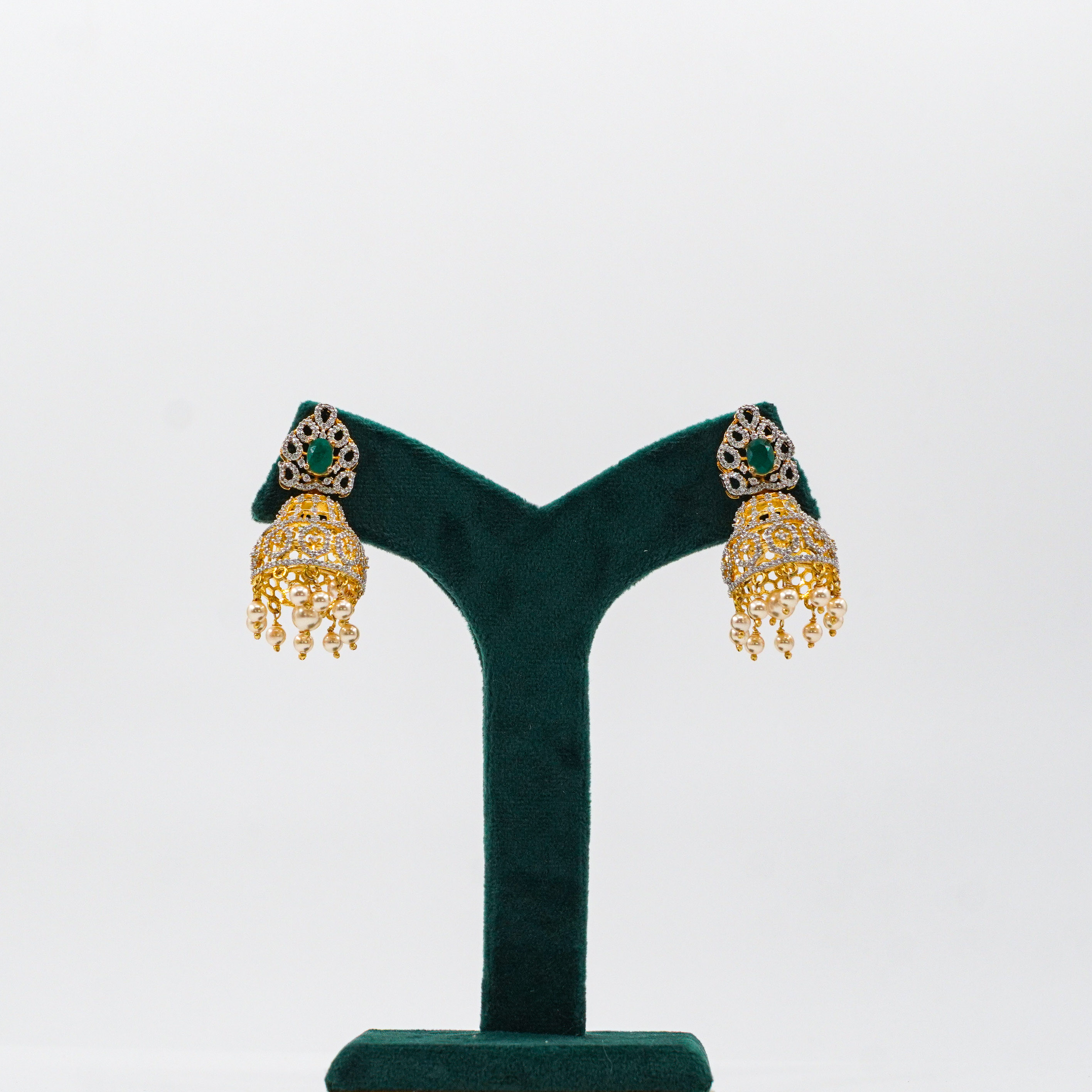 Green Pearl Jhumkas