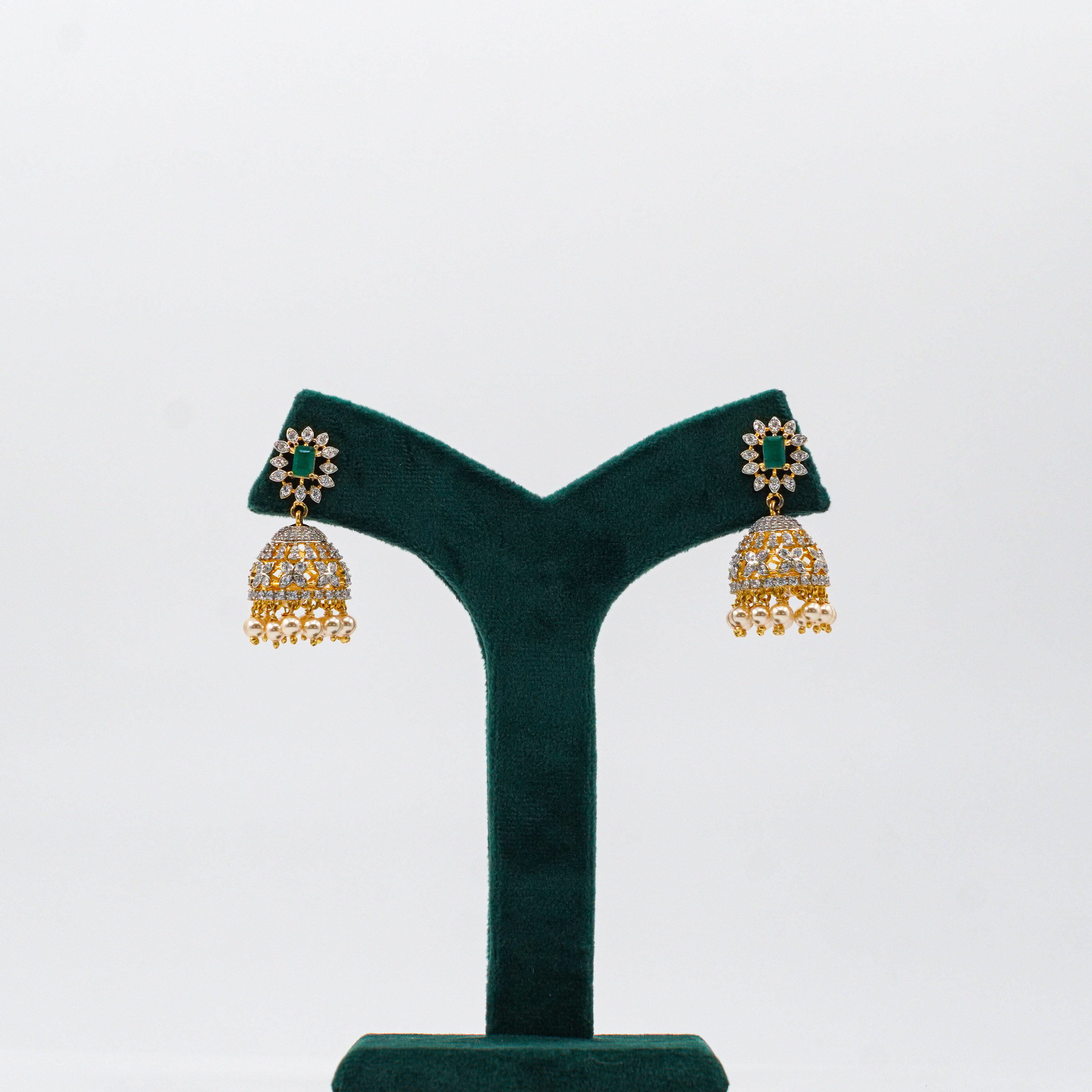 Emerald Pearl Jhumkas