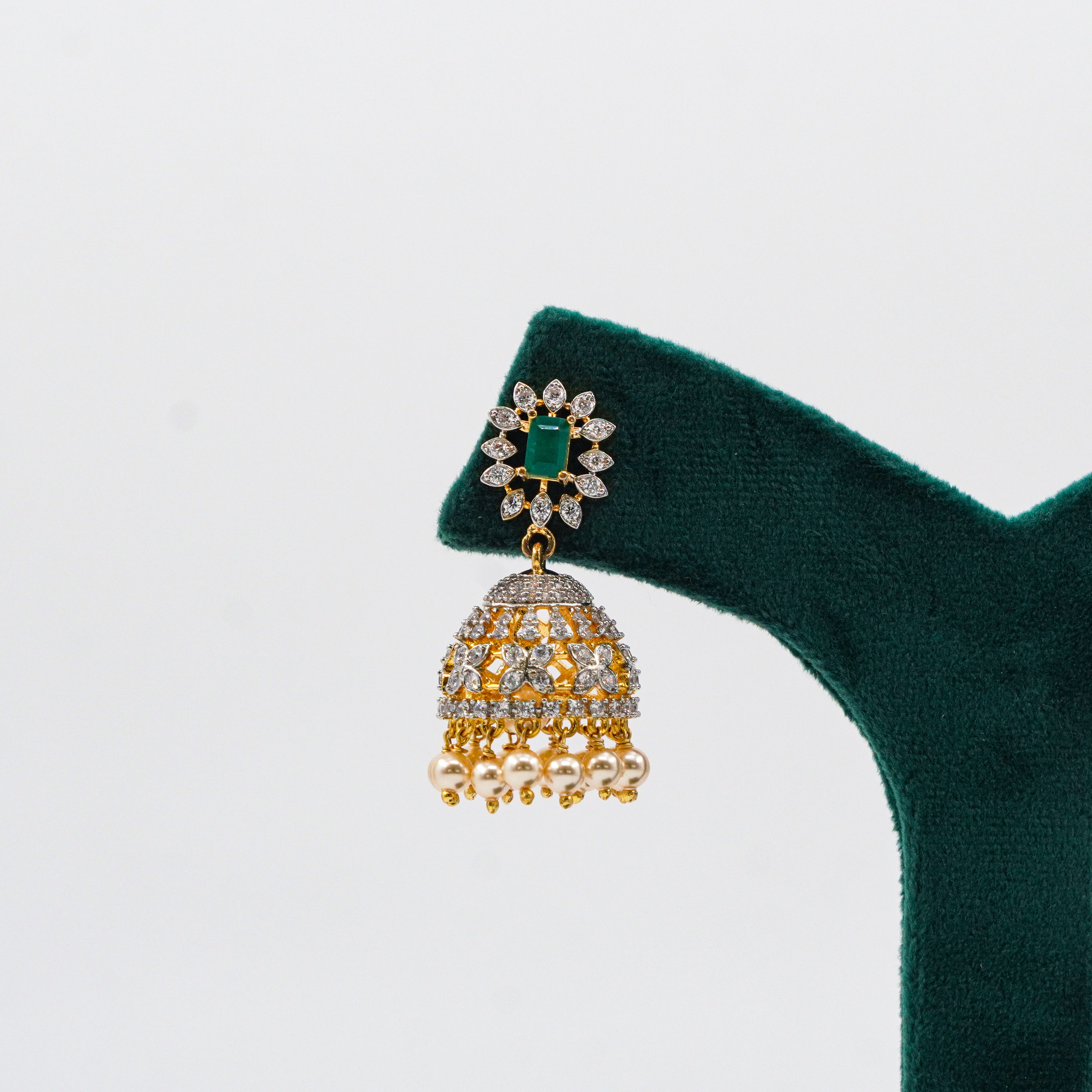 Emerald Pearl Jhumkas