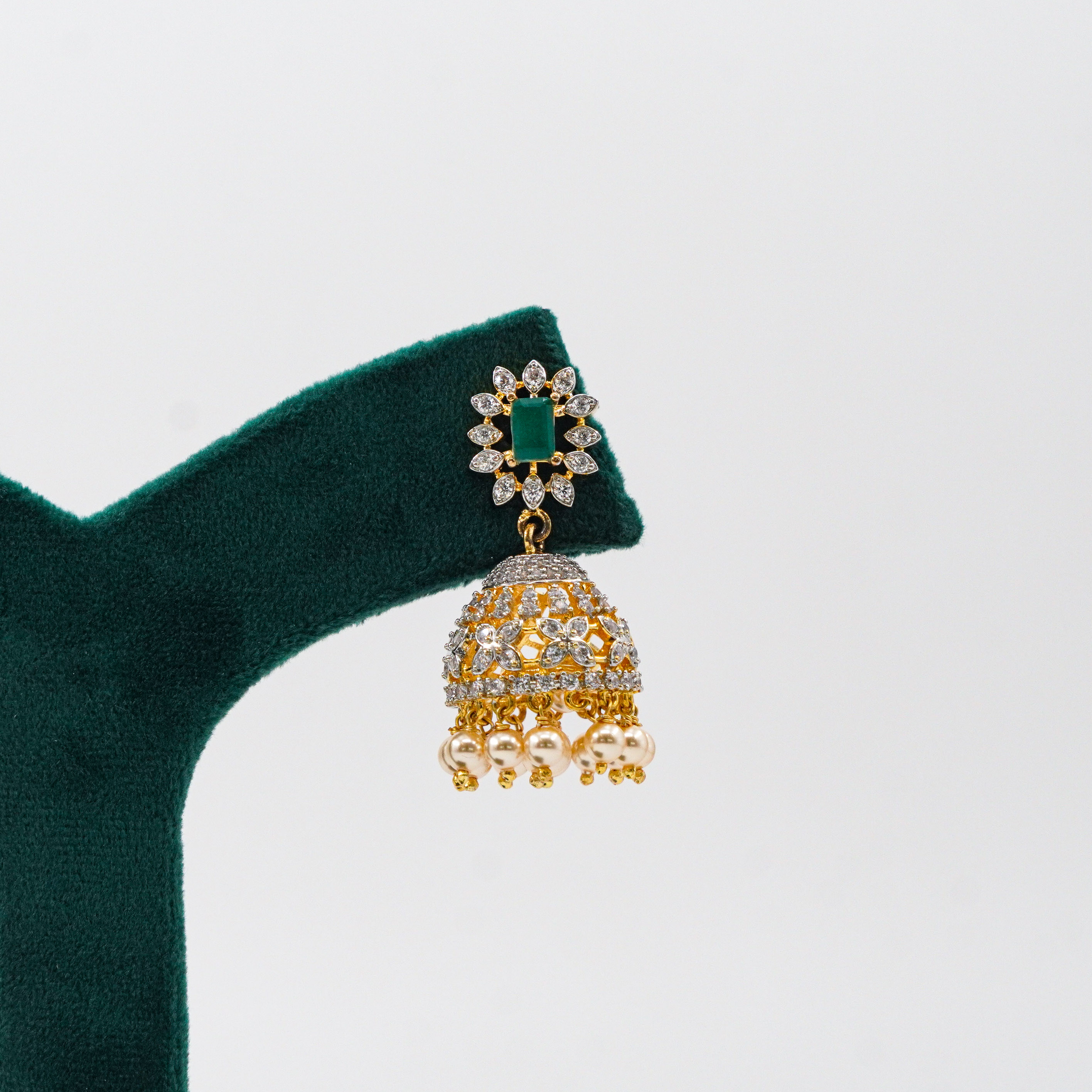 Emerald Pearl Jhumkas