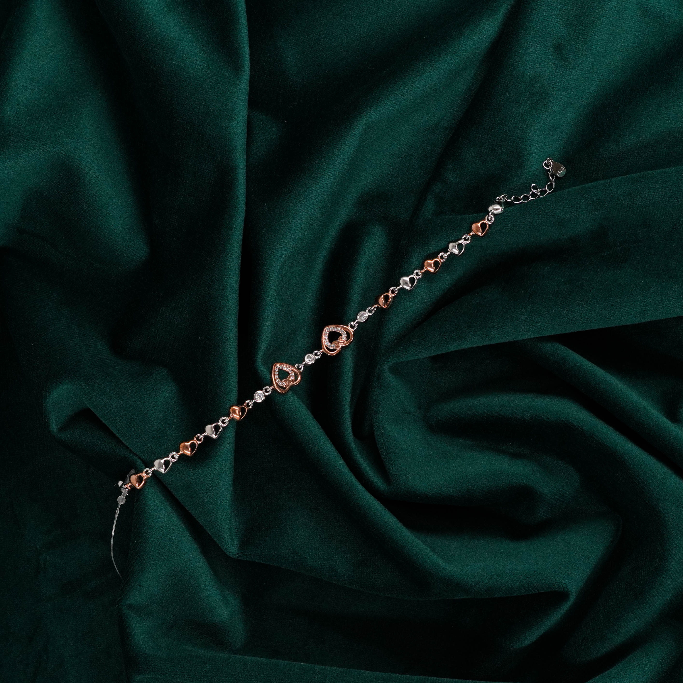 Two-Tone Heart Bracelet