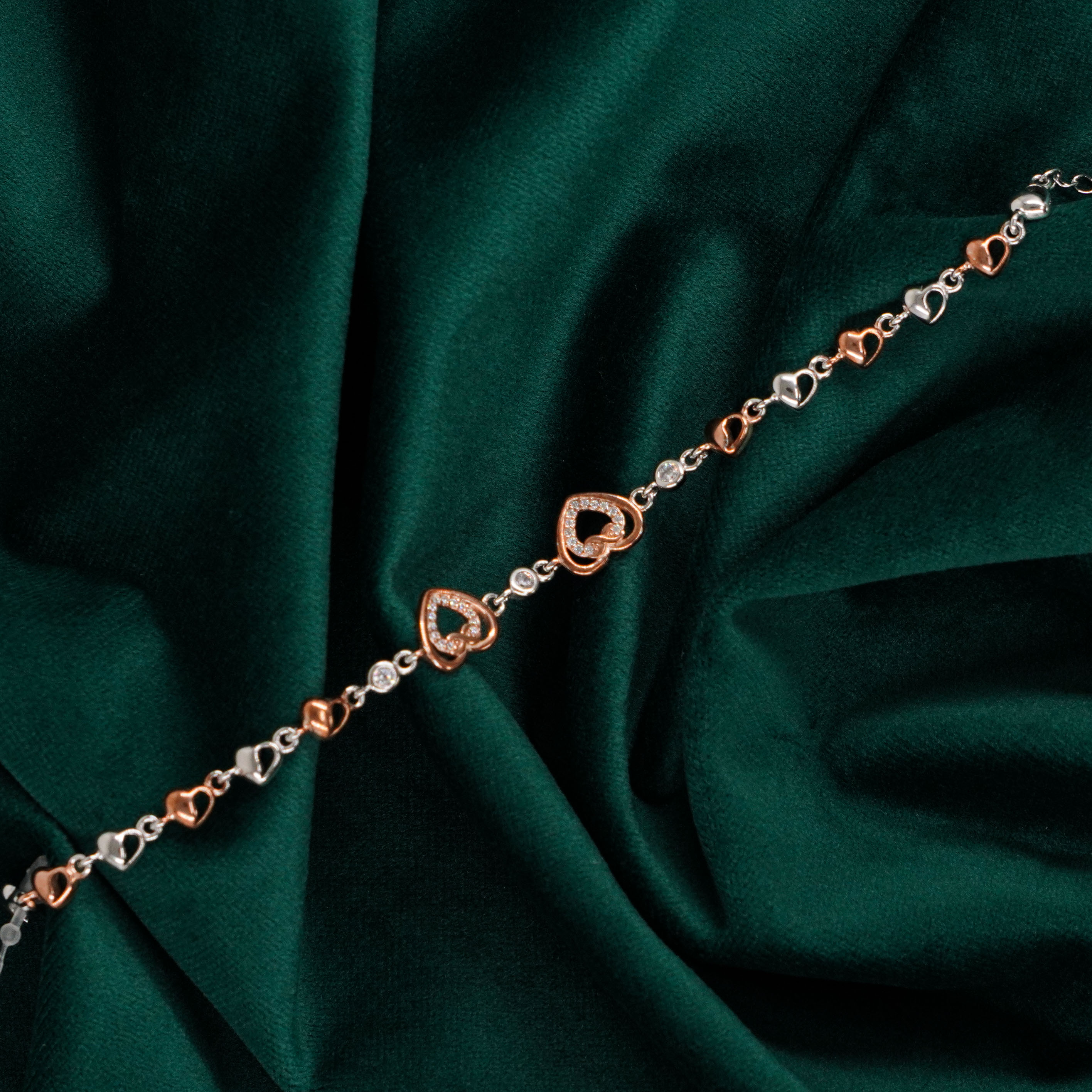Two-Tone Heart Bracelet