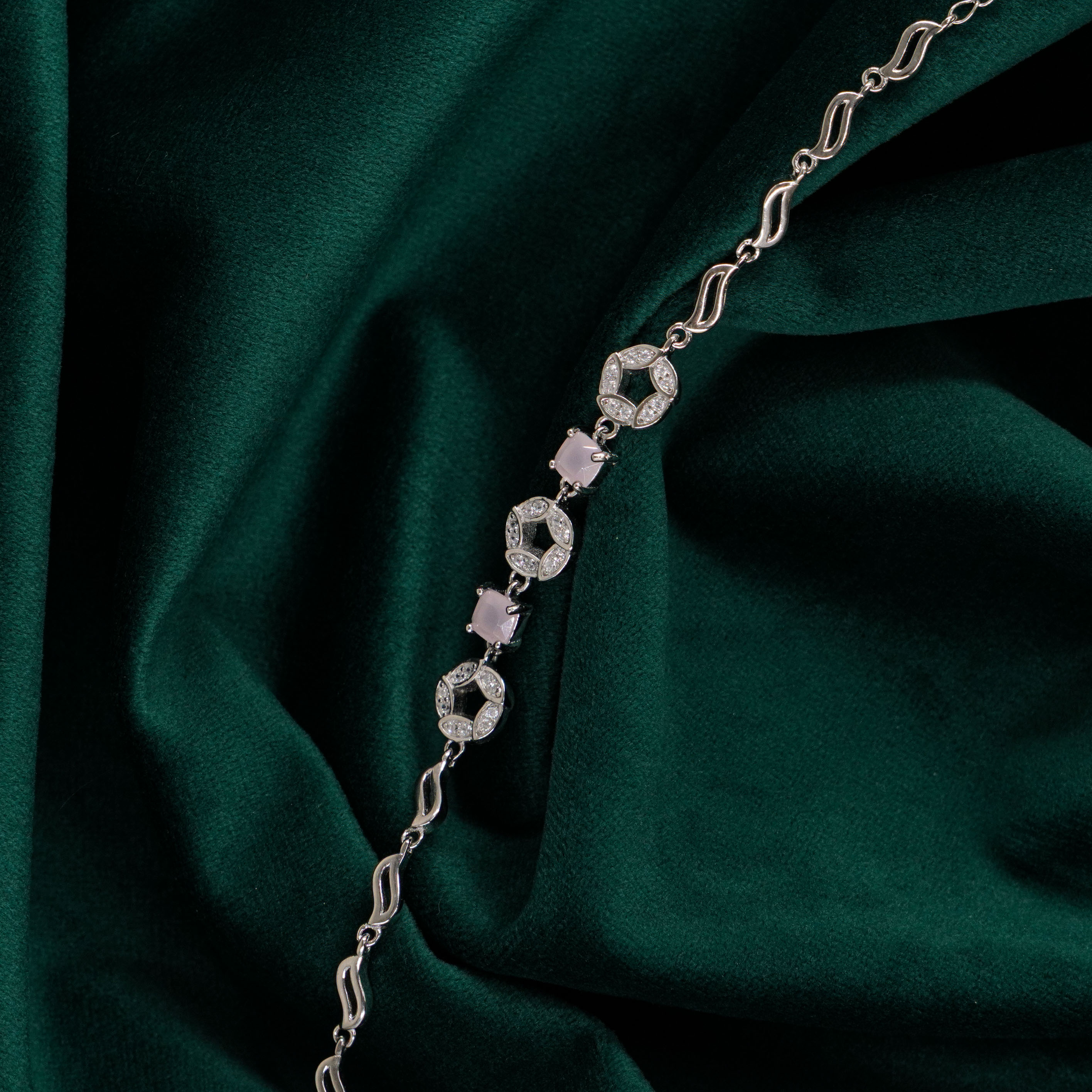 Raag Silver Jewellery Basheerbagh - Silver Pink Bracelet