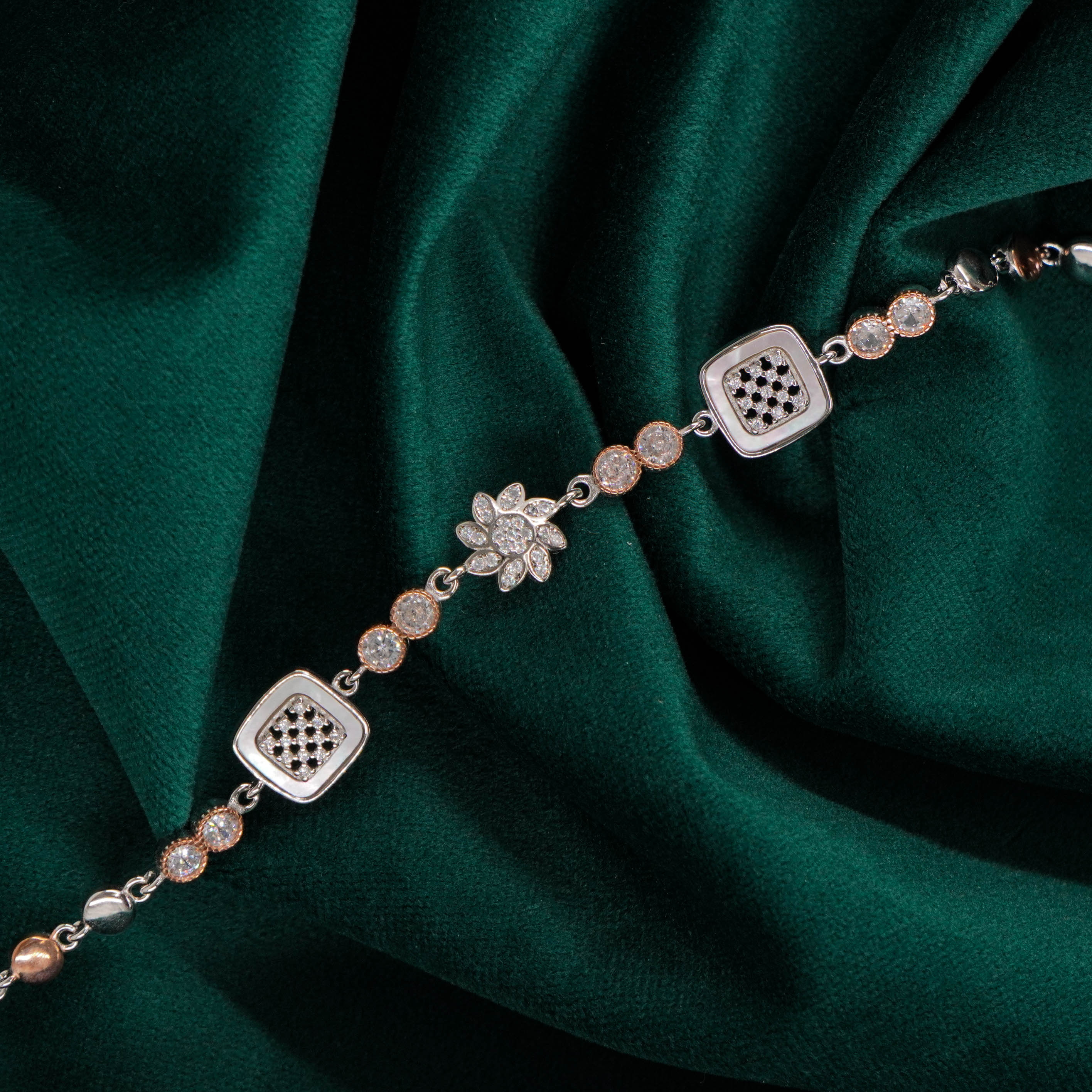 Raag Silver Jewellery Basheerbagh - Floral Square Bracelet