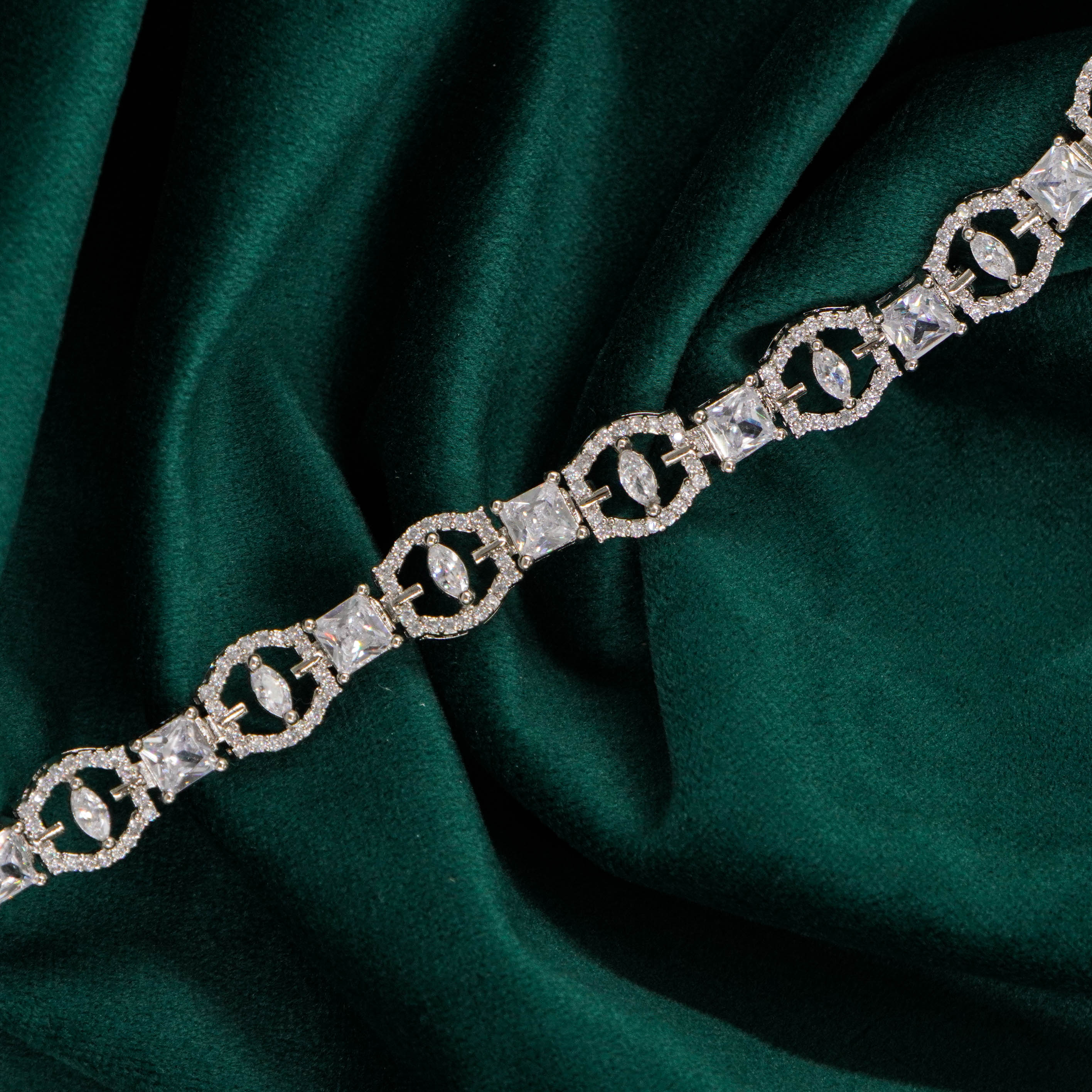 Raag Silver Jewellery Basheerbagh - Elegant Crystal Line Bracelet