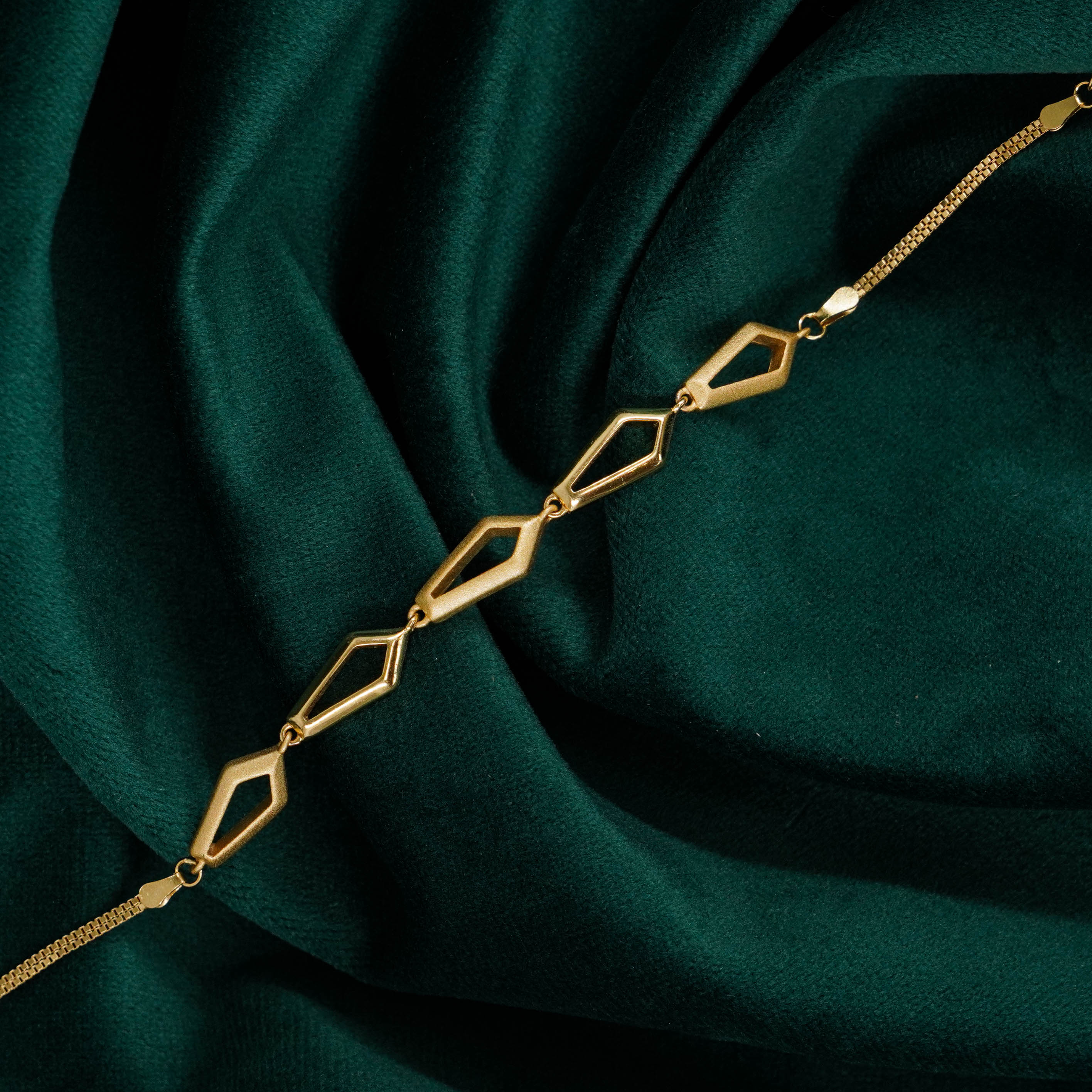 Raag Silver Jewellery Basheerbagh - Gold Tone Geometric Bracelet