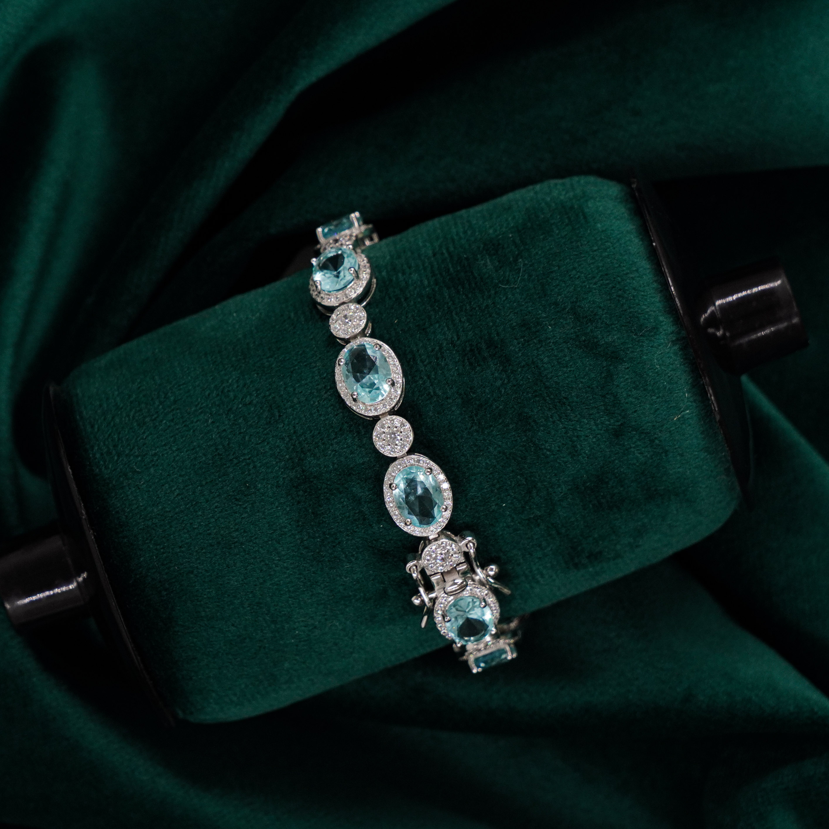 Raag Silver Jewellery Basheerbagh - Aquamarine CZ Bracelet