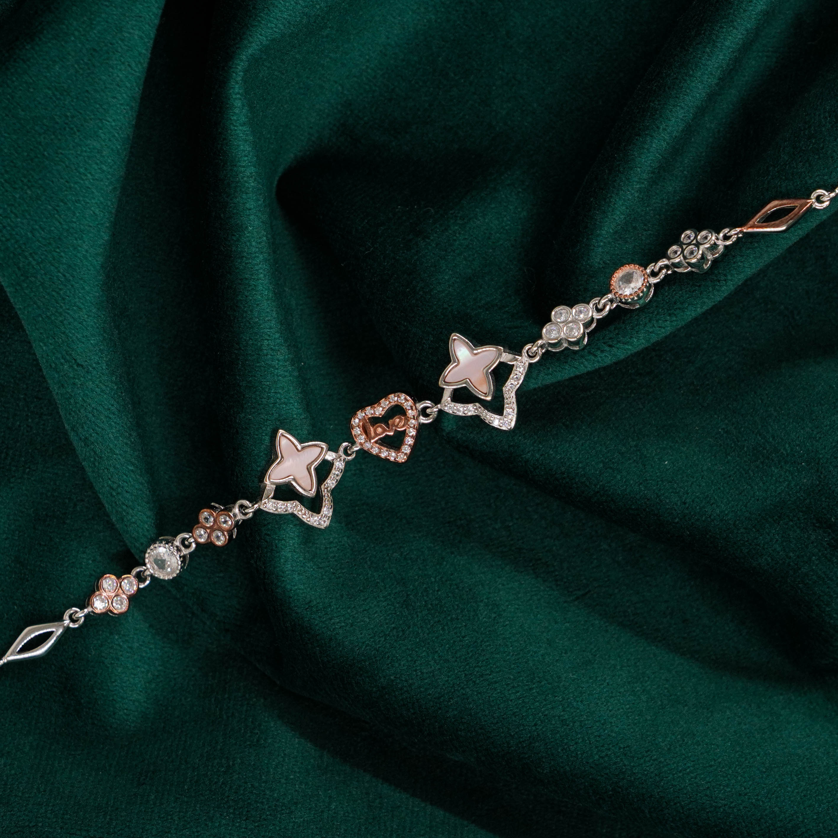 Raag Silver Jewellery Basheerbagh - Rose Gold Charm Bracelet