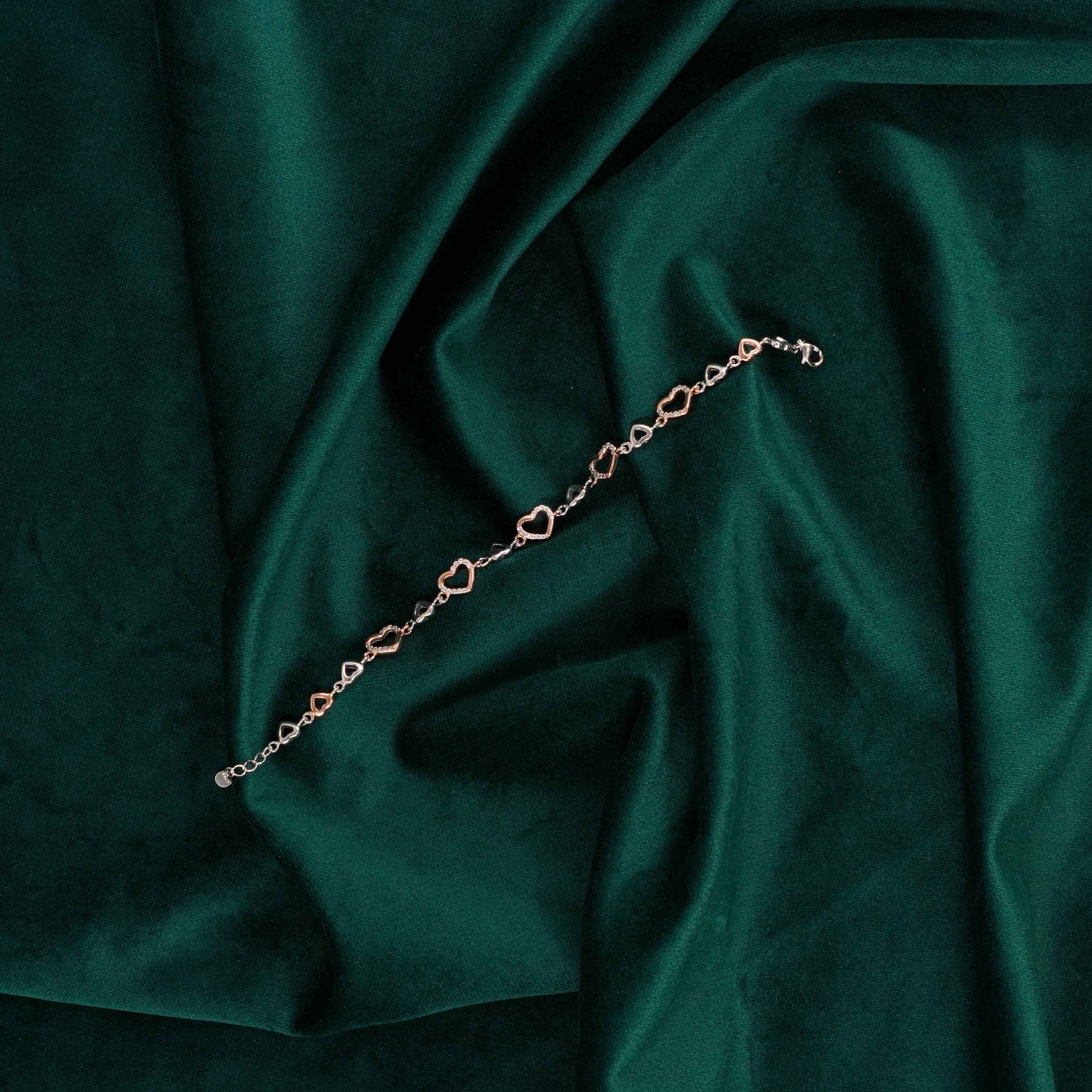Raag Silver Jewellery Basheerbagh - Two-Tone Heart Bracelet