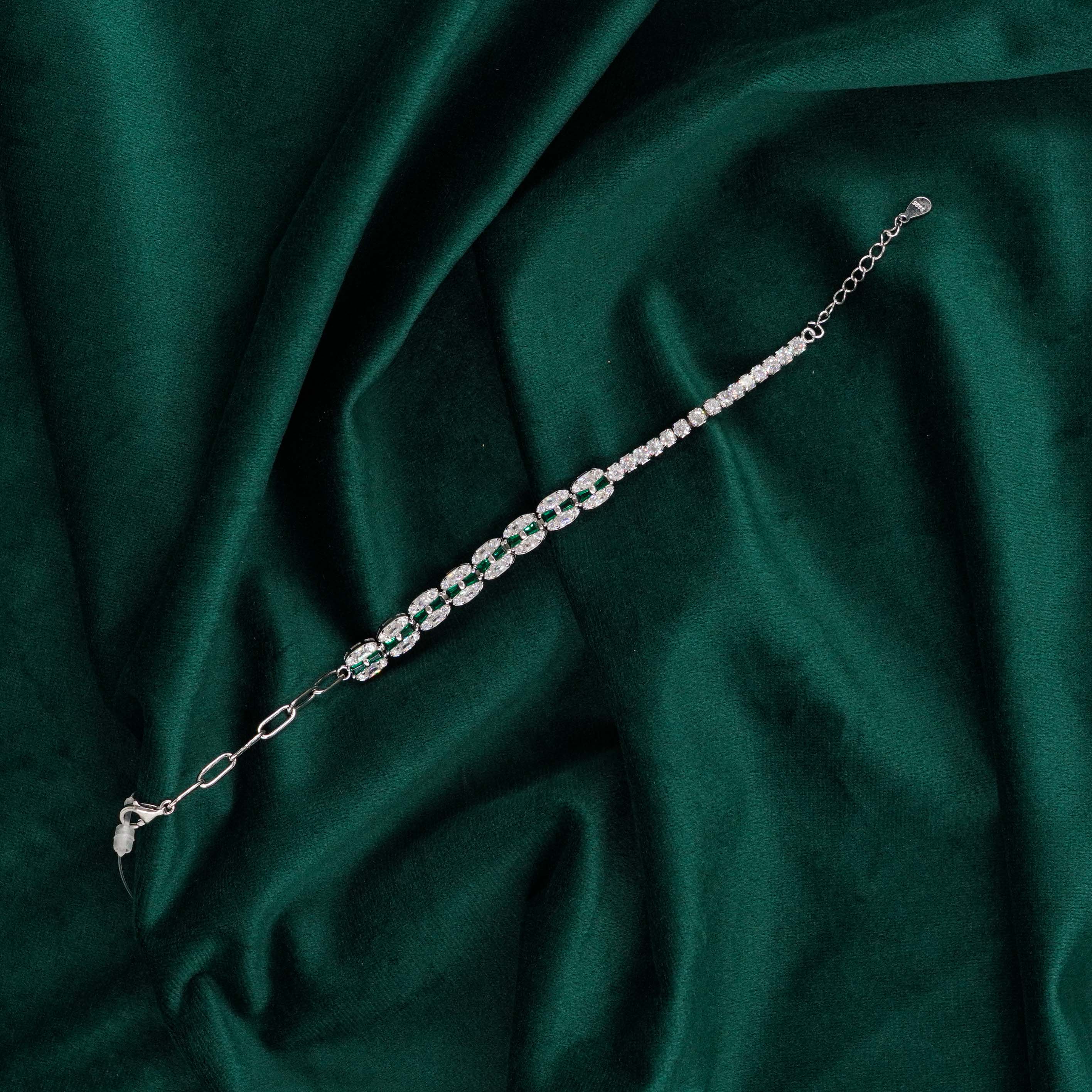 Raag Silver Jewellery Basheerbagh - Emerald Tennis Bracelet
