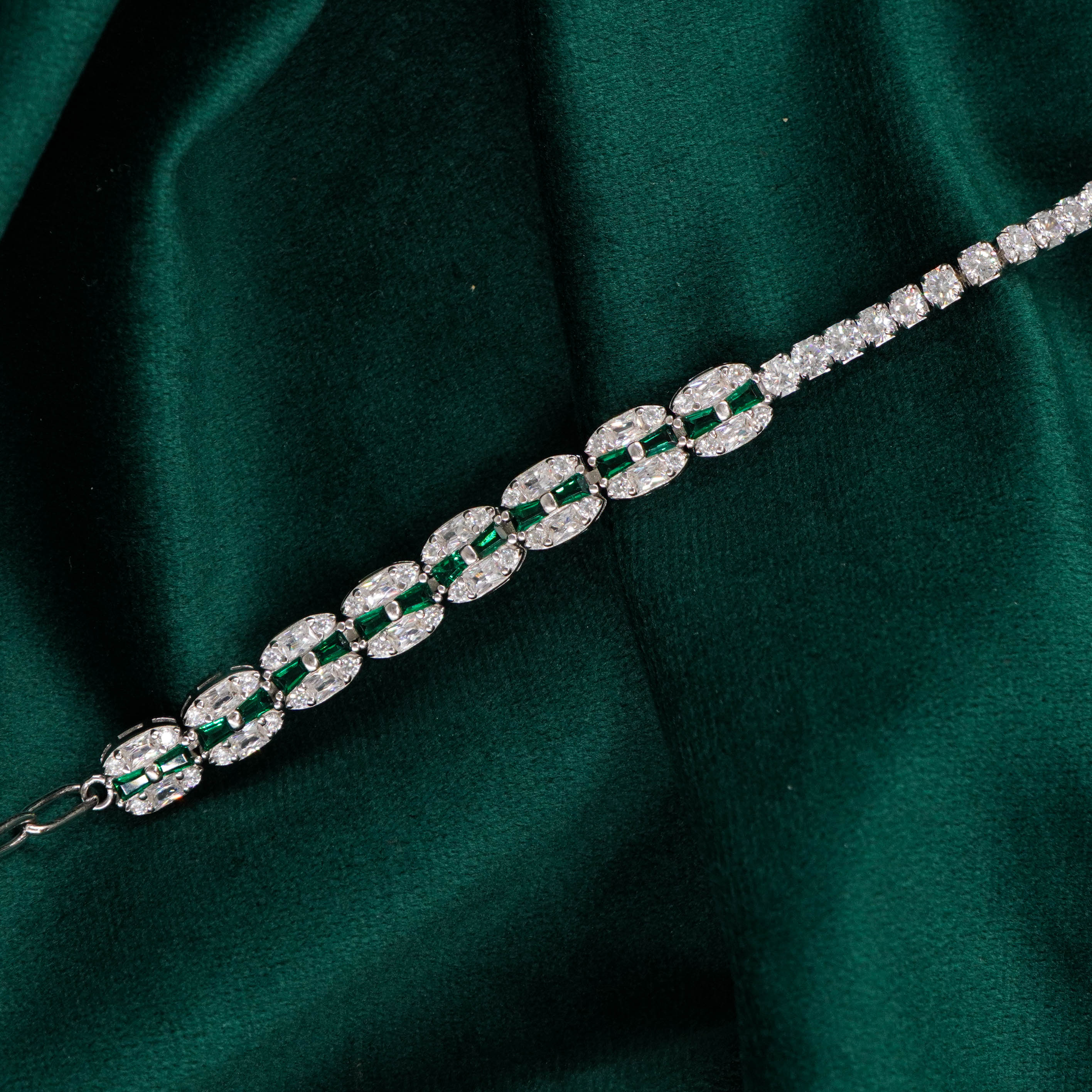 Raag Silver Jewellery Basheerbagh - Emerald Tennis Bracelet