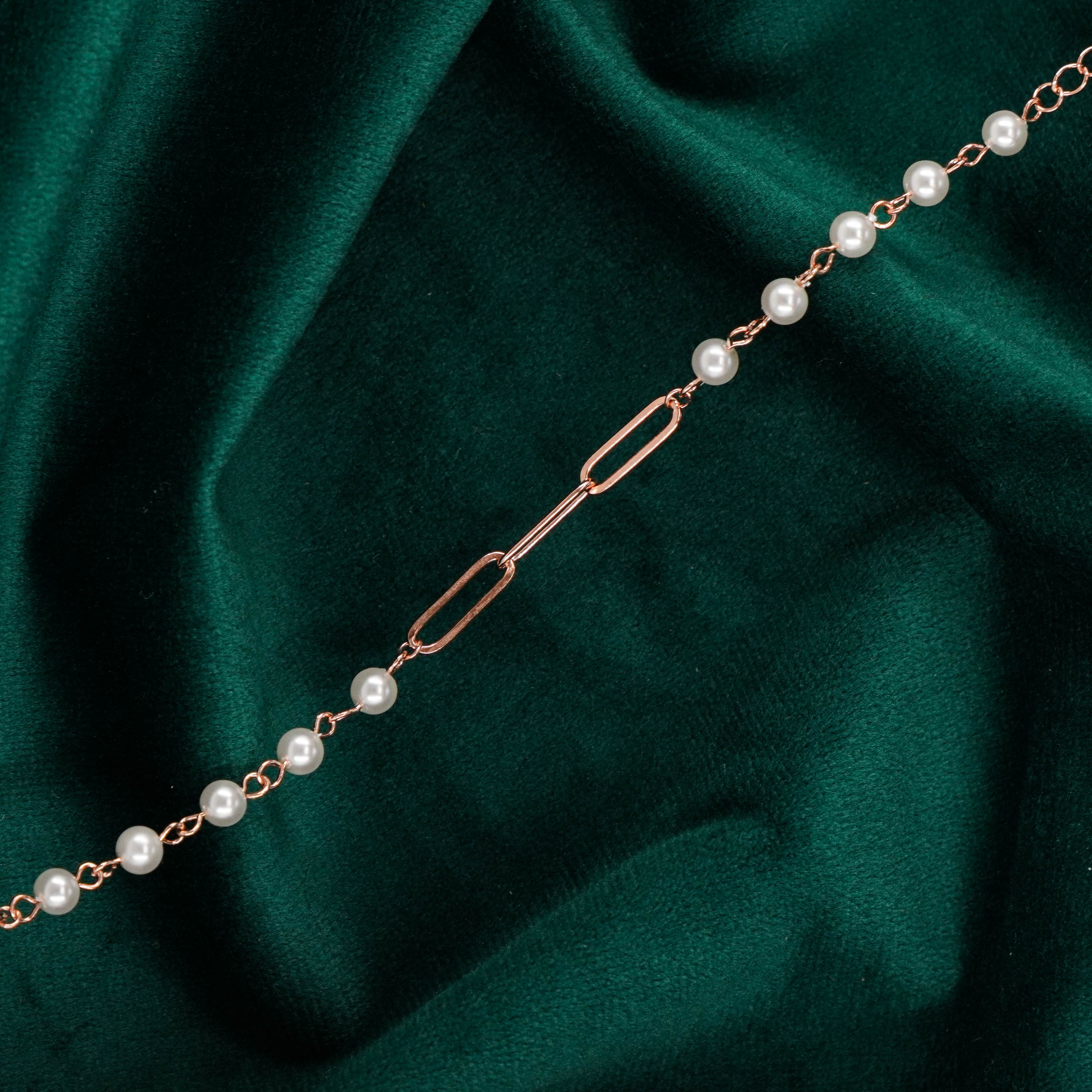 Raag Silver Jewellery Basheerbagh - Rose Gold Pearl Bracelet