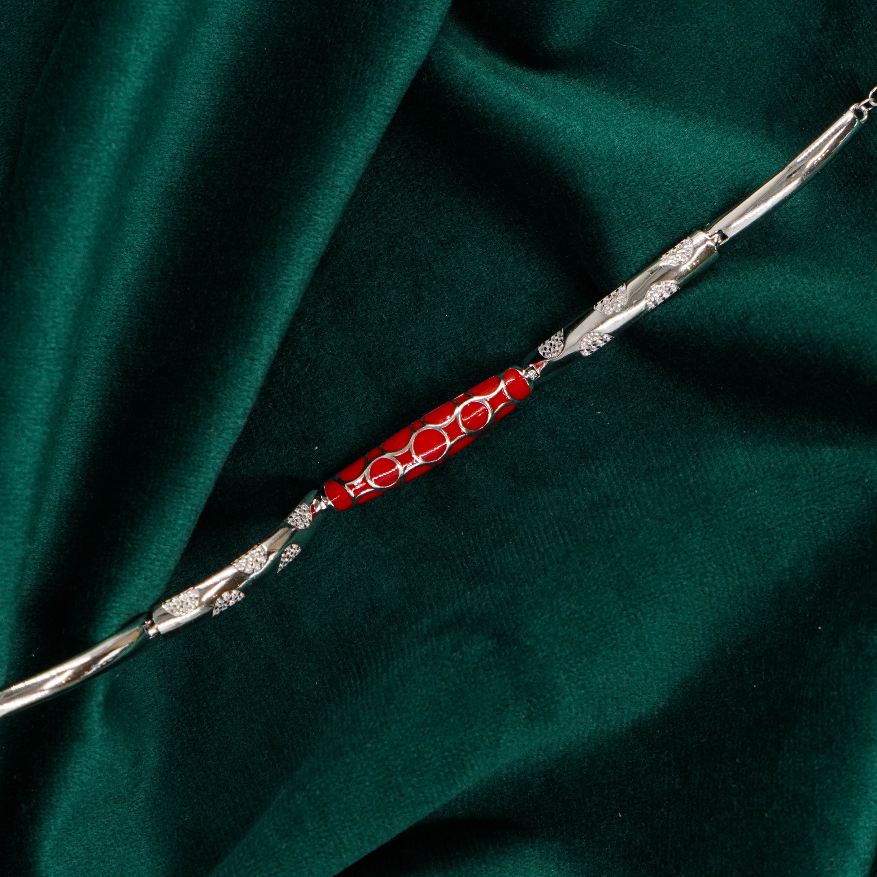 Raag Silver Jewellery Basheerbagh - Enamel Pattern Bracelet