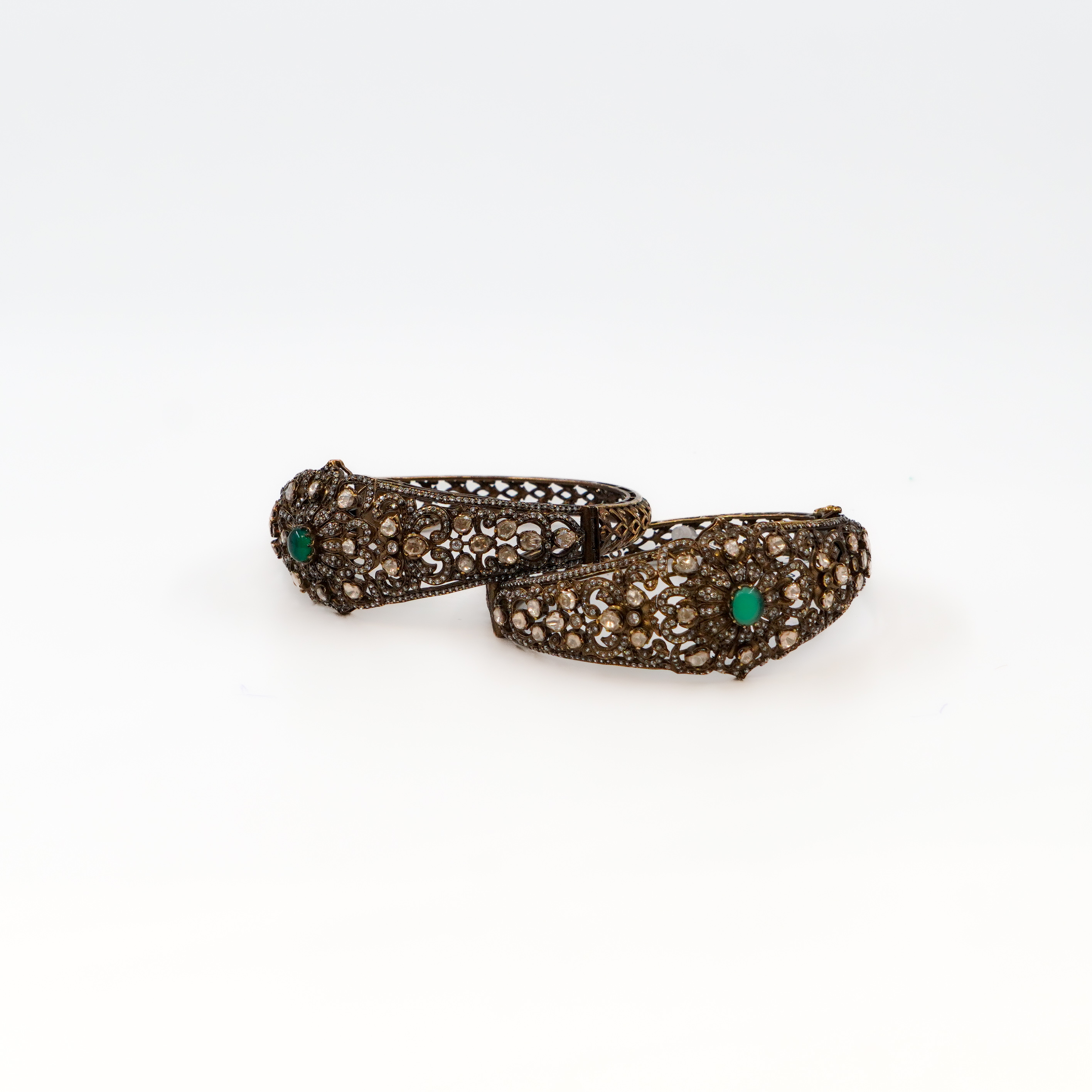 Raag Silver Jewellery Basheerbagh - Polki Emerald Bangles