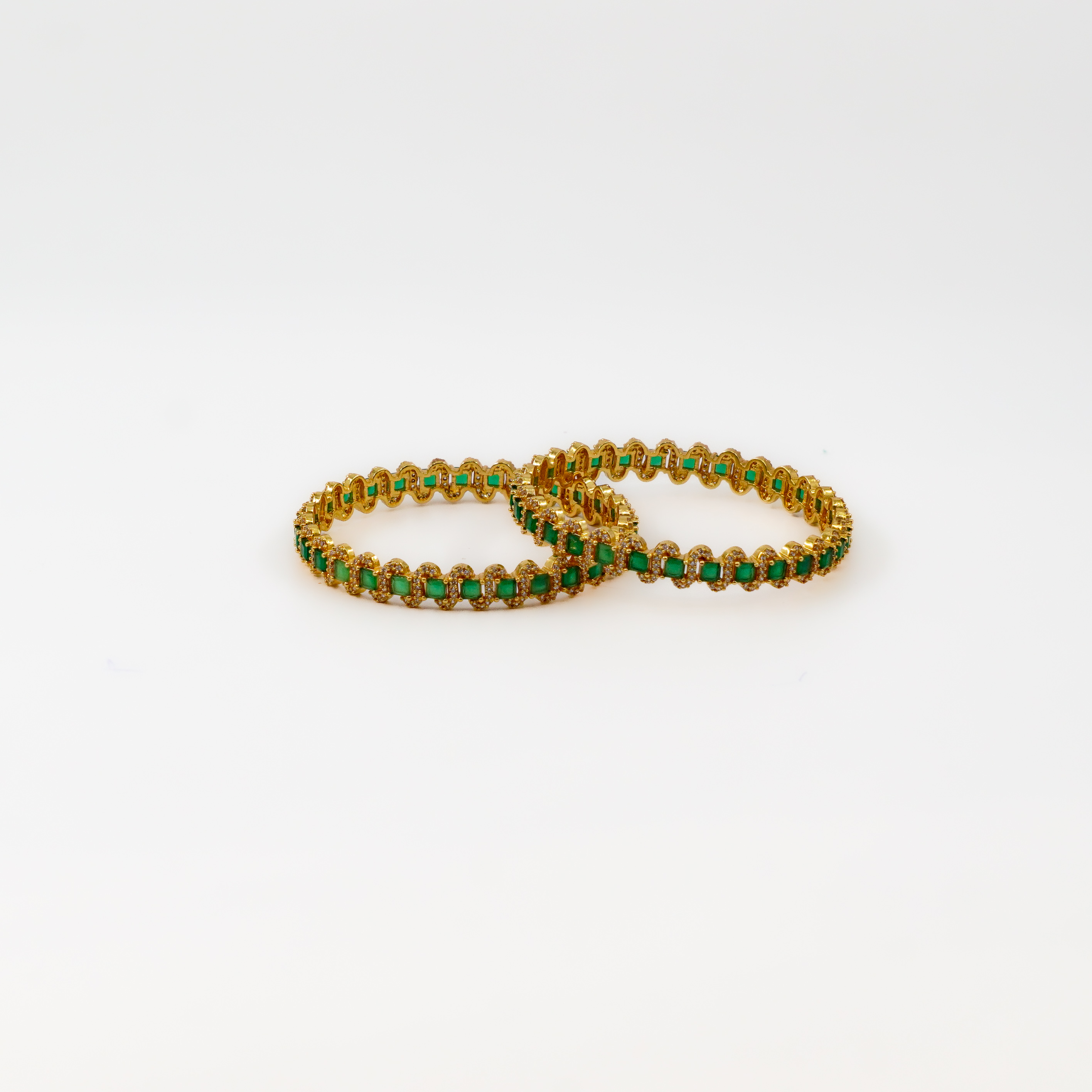 Raag Silver Jewellery Basheerbagh - Green Stone AD Bangles