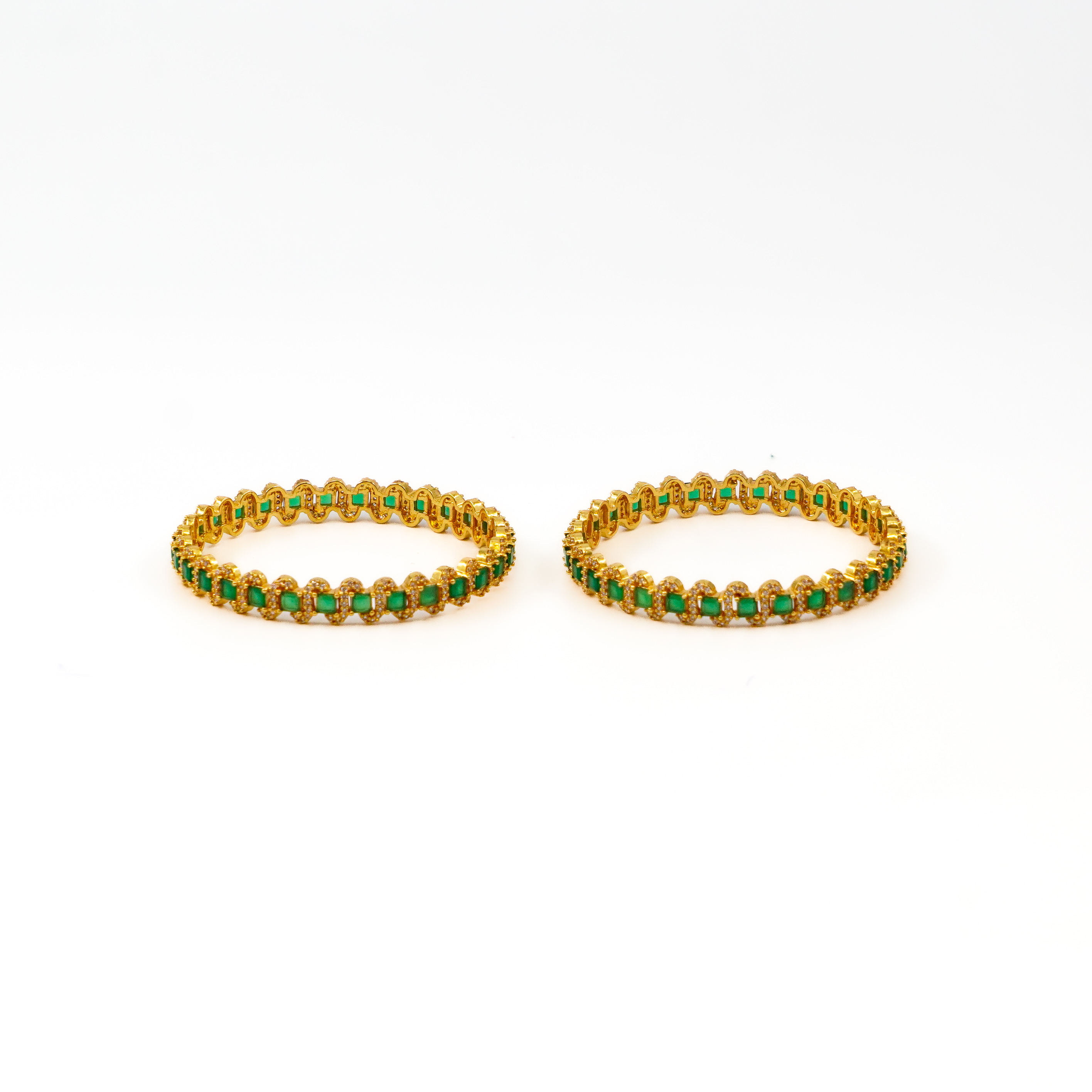 Raag Silver Jewellery Basheerbagh - Green Stone AD Bangles