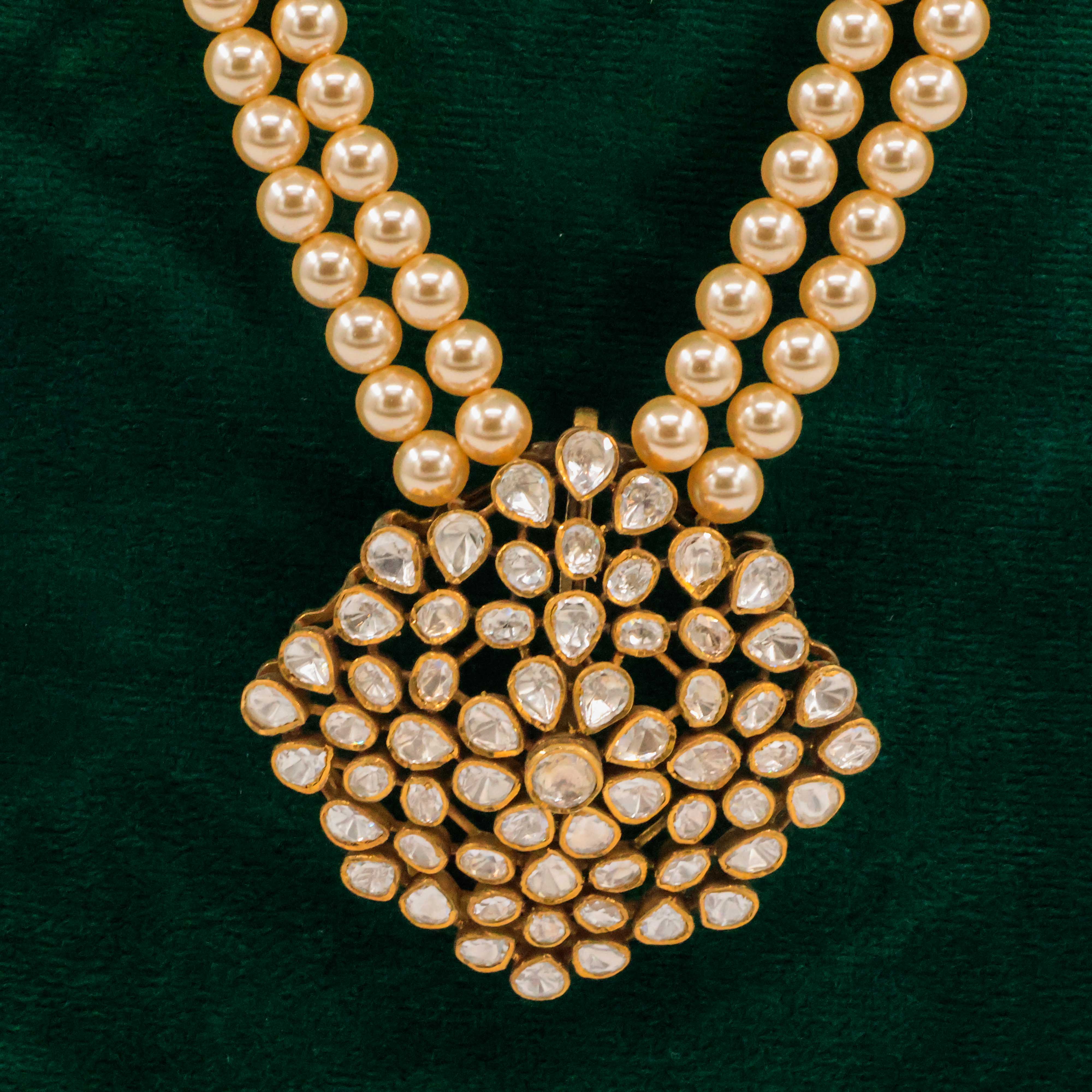 Raag Silver Jewellery Basheerbagh - Pearl Polki Cluster Necklace