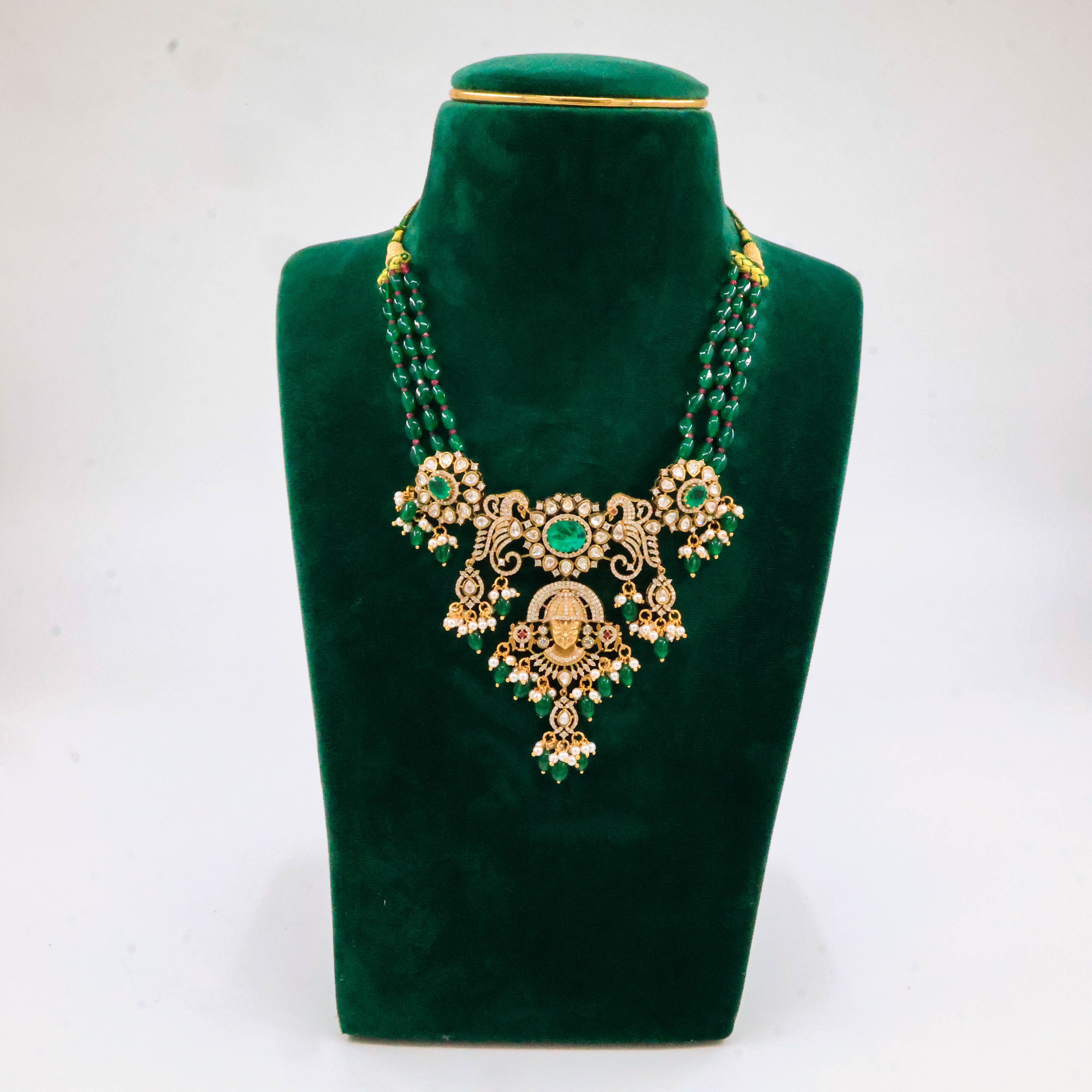 Raag Silver Jewellery Basheerbagh - Deity Emerald Necklace