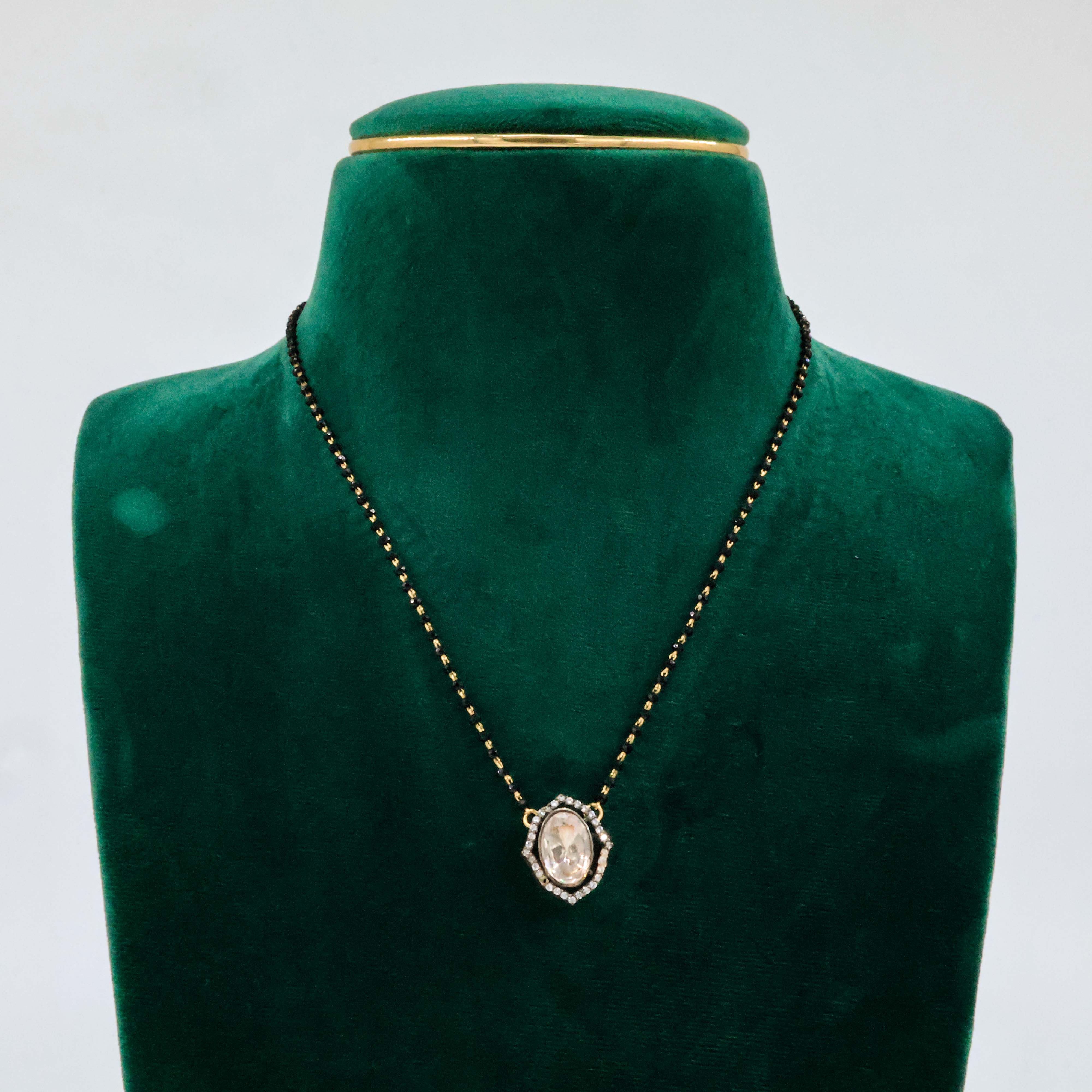 Raag Silver Jewellery Basheerbagh - Polki Oval Mangalsutra