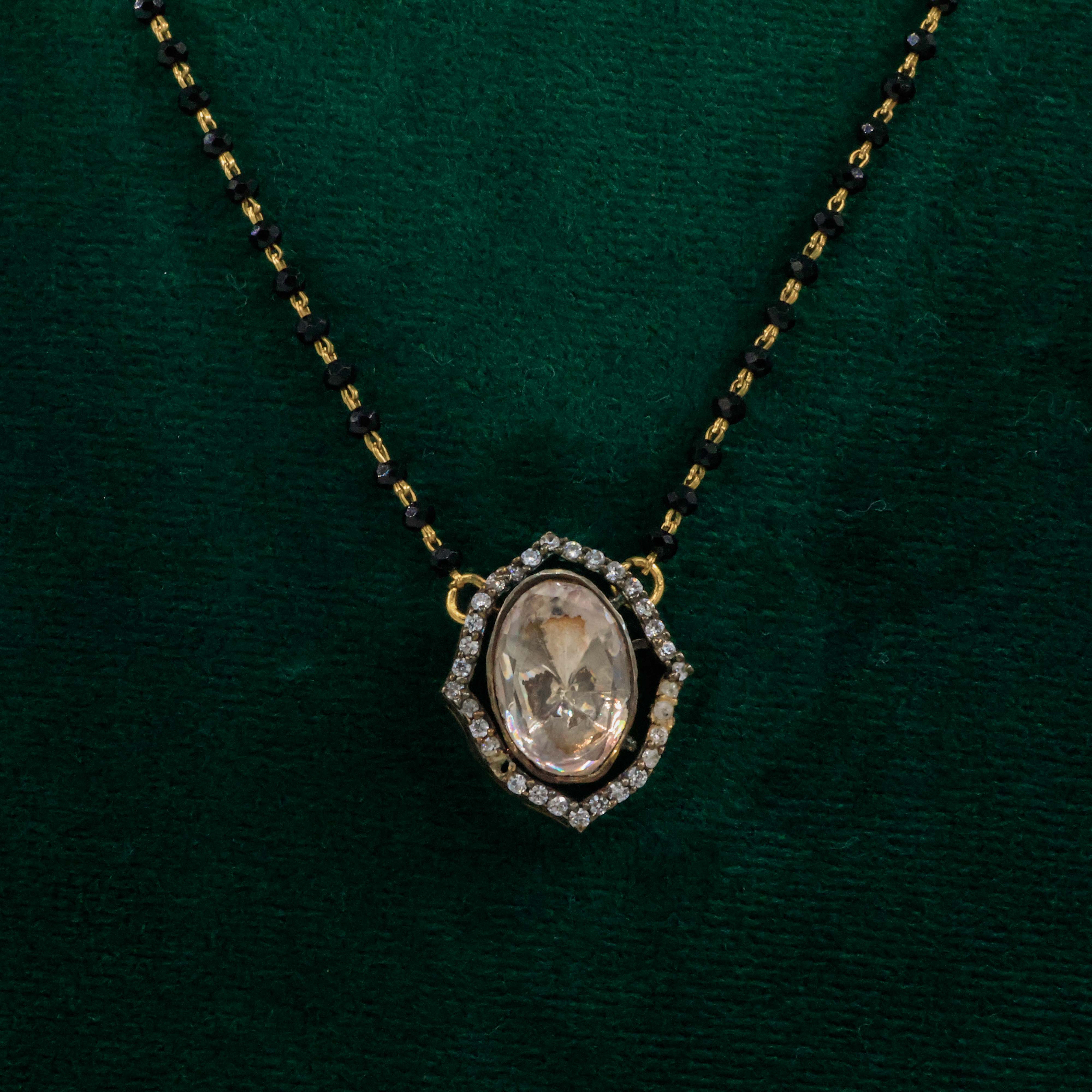 Raag Silver Jewellery Basheerbagh - Polki Oval Mangalsutra