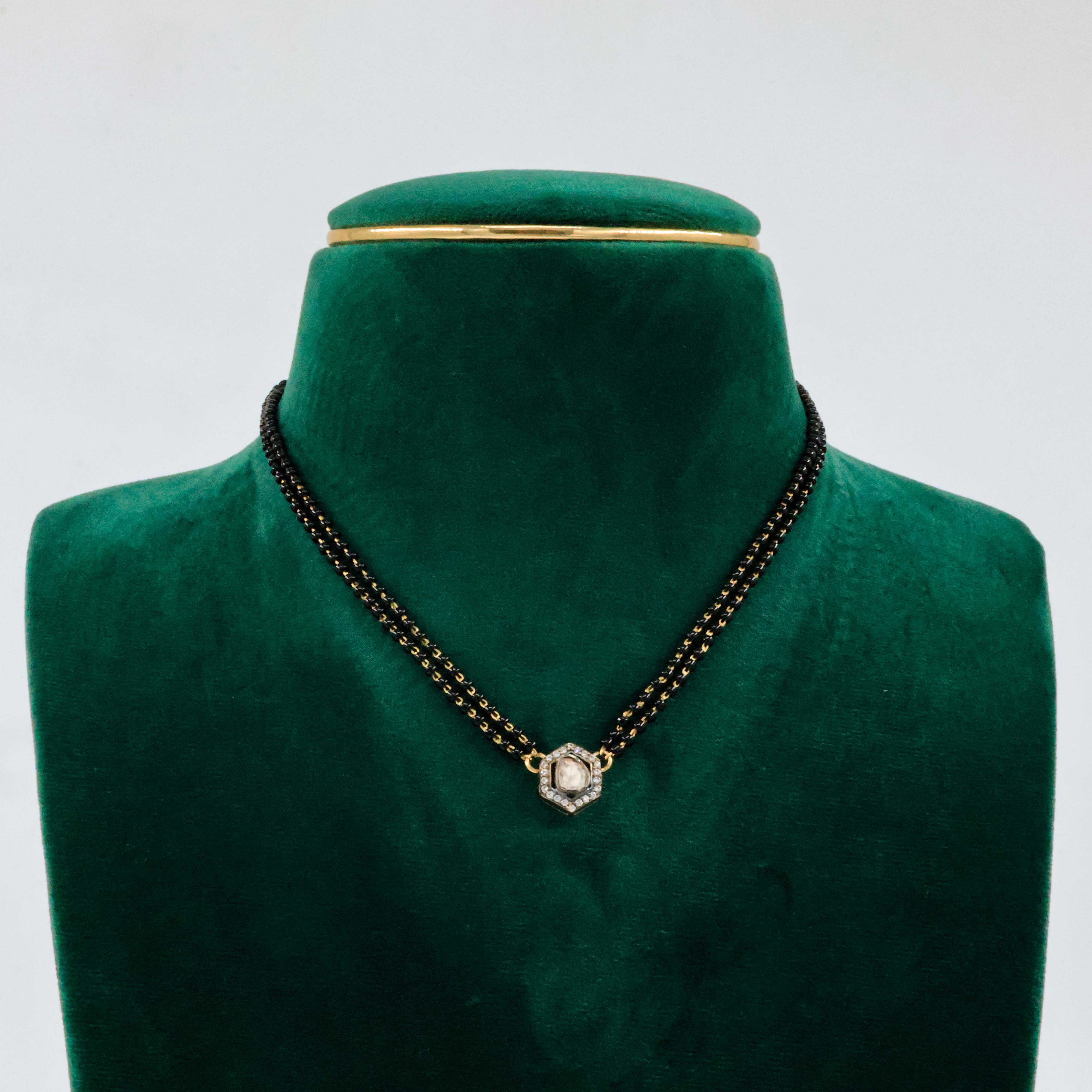 Raag Silver Jewellery Basheerbagh - Hexagonal Polki Mangalsutra