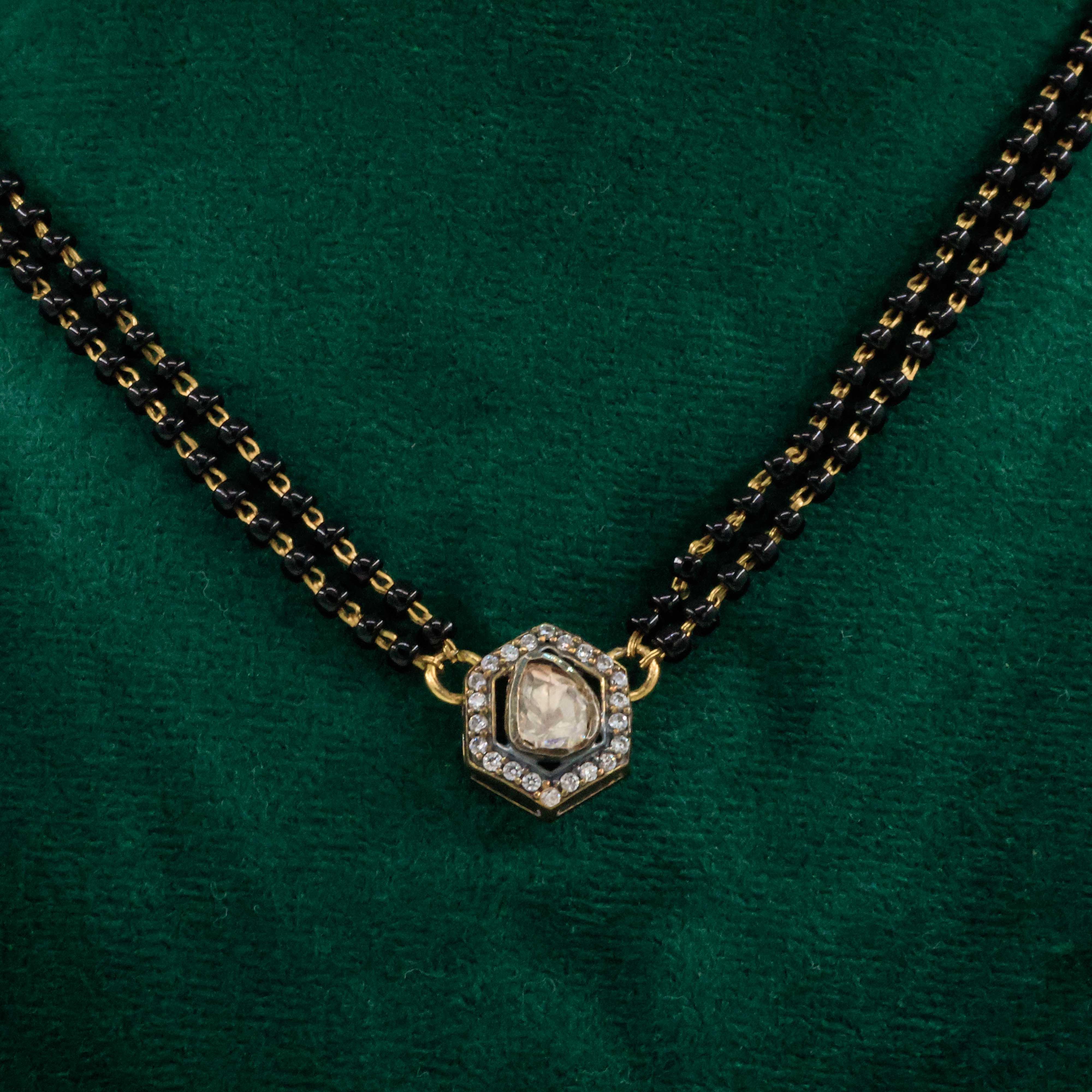 Raag Silver Jewellery Basheerbagh - Hexagonal Polki Mangalsutra