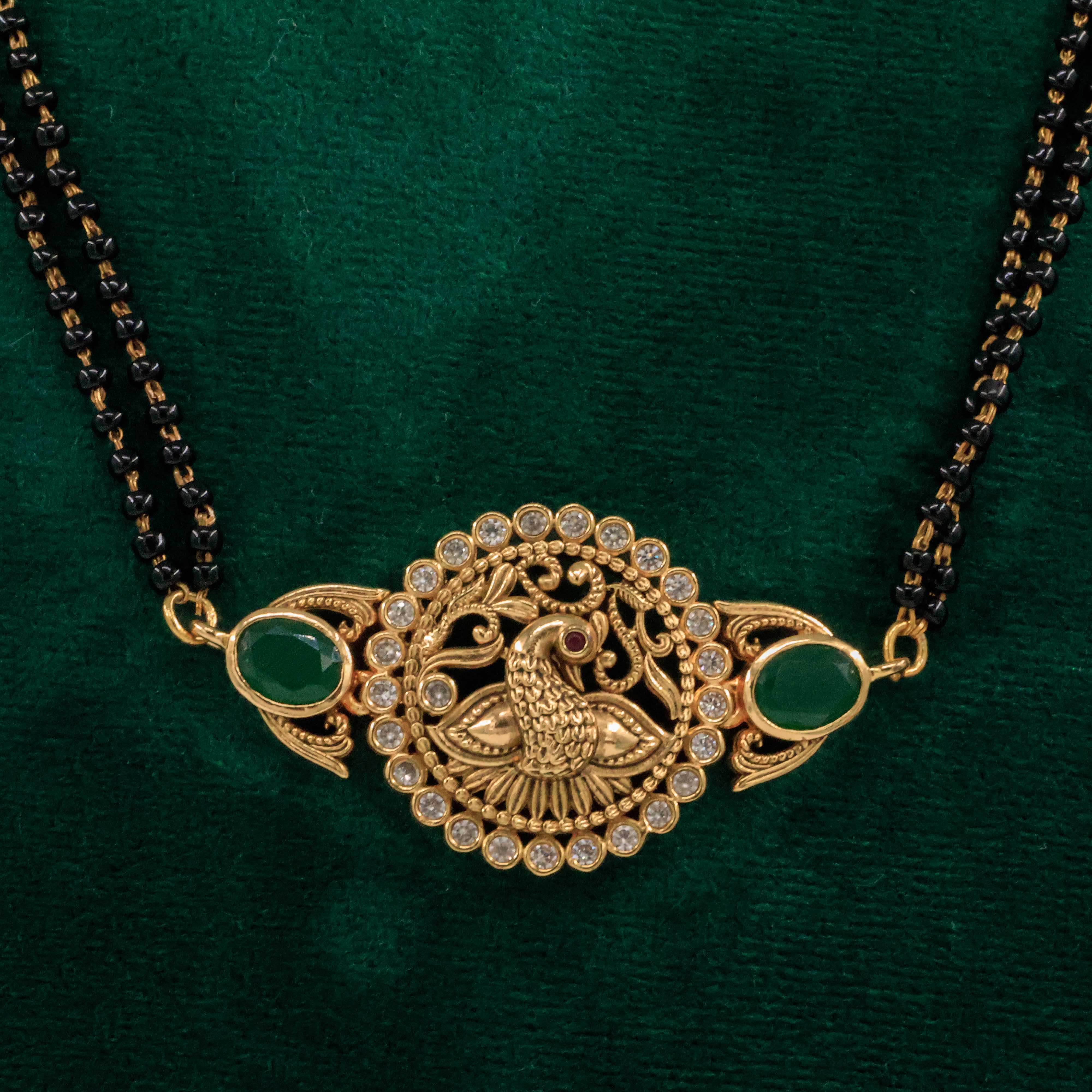 Raag Silver Jewellery Basheerbagh - Peacock Emerald Mangalsutra