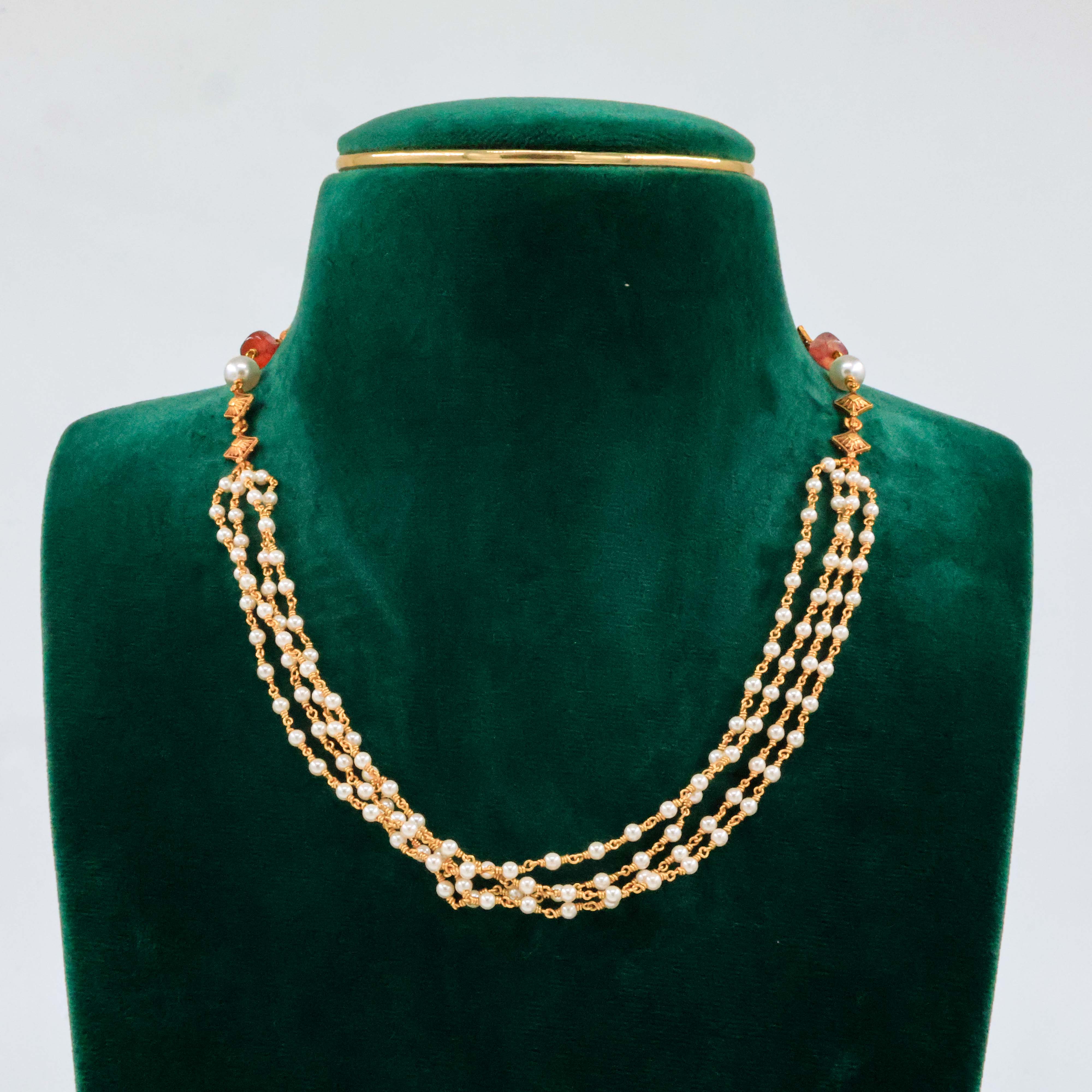 Raag Silver Jewellery Basheerbagh - Triple Pearl Necklace