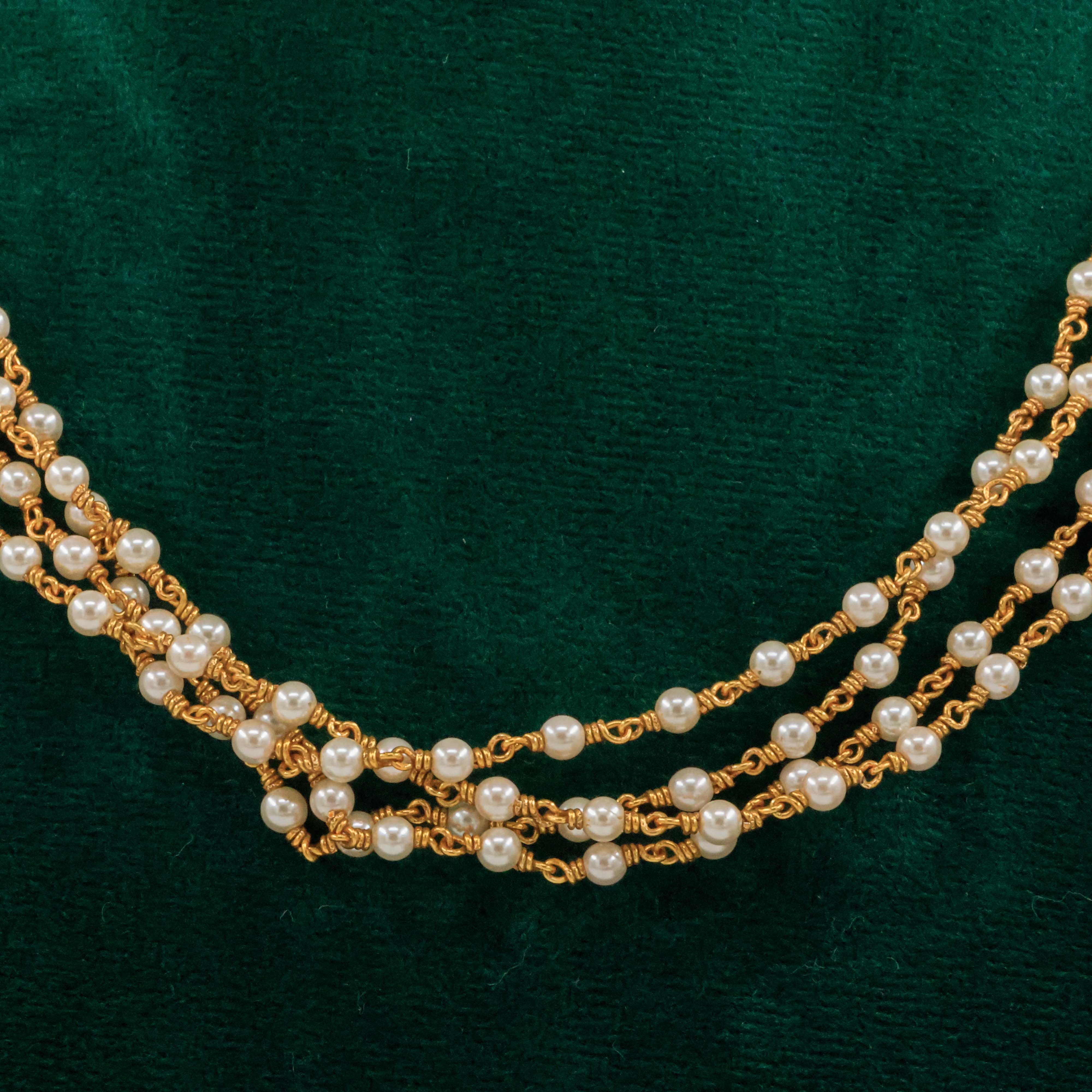 Raag Silver Jewellery Basheerbagh - Triple Pearl Necklace