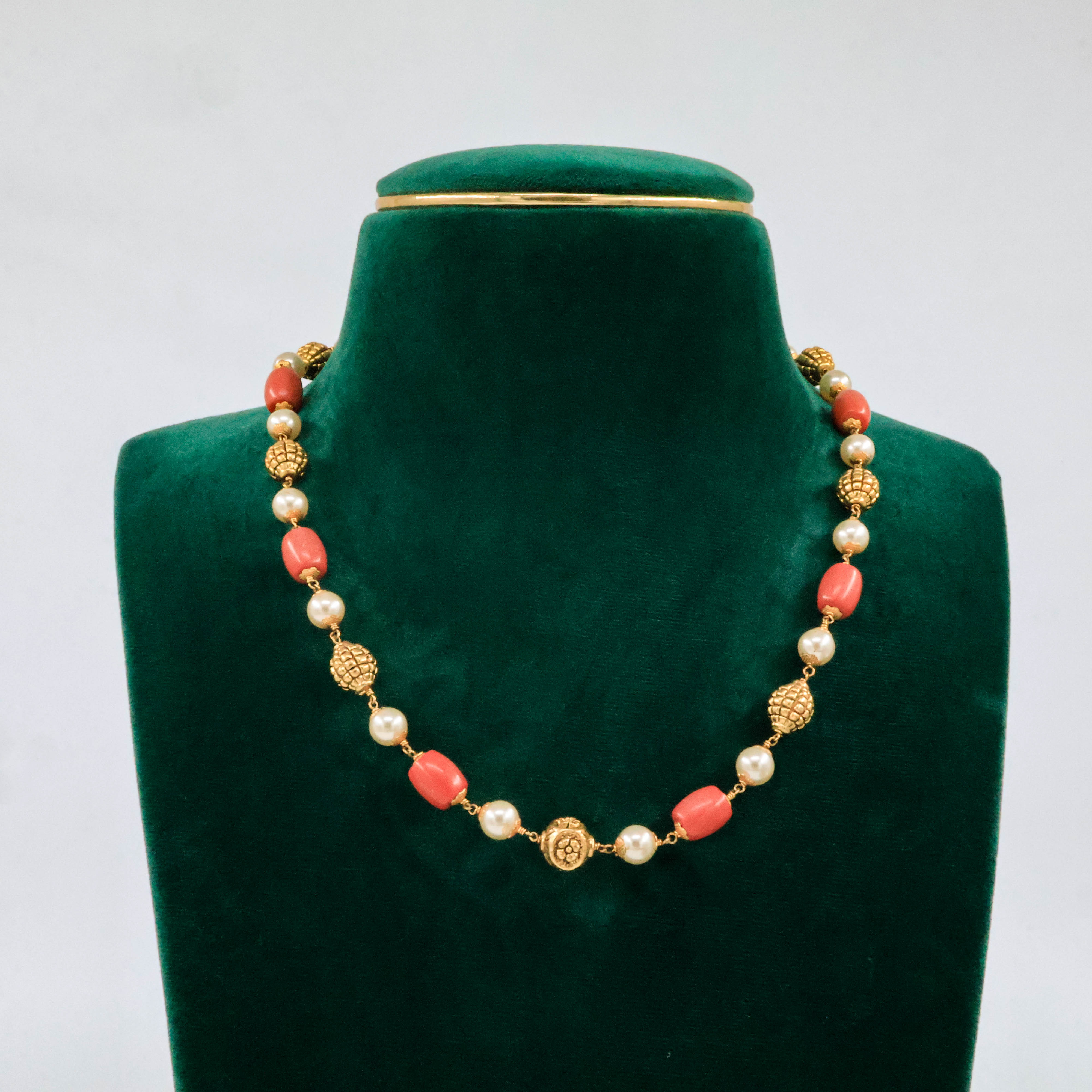 Raag Silver Jewellery Basheerbagh - Textured Gold Coral Mala