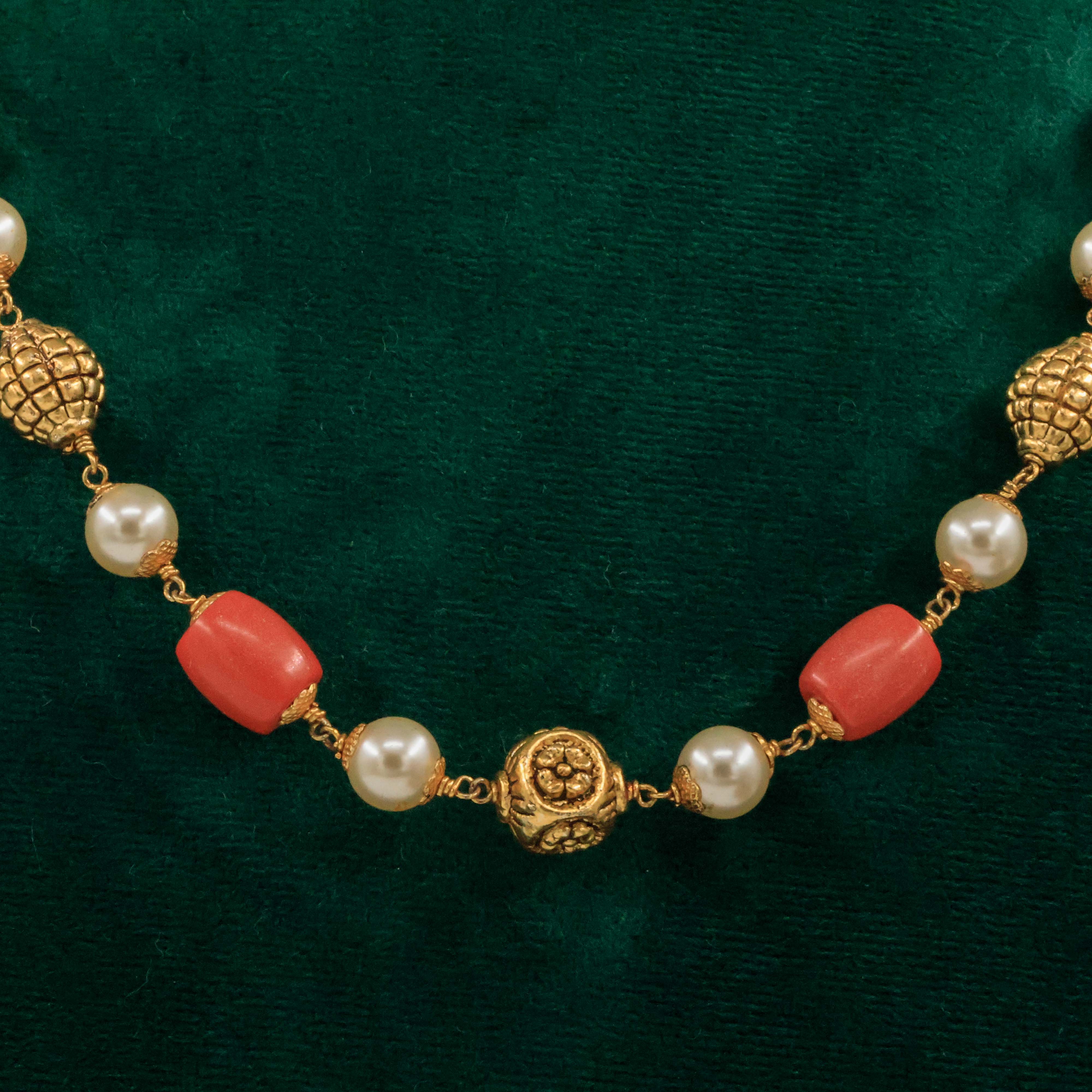 Raag Silver Jewellery Basheerbagh - Textured Gold Coral Mala