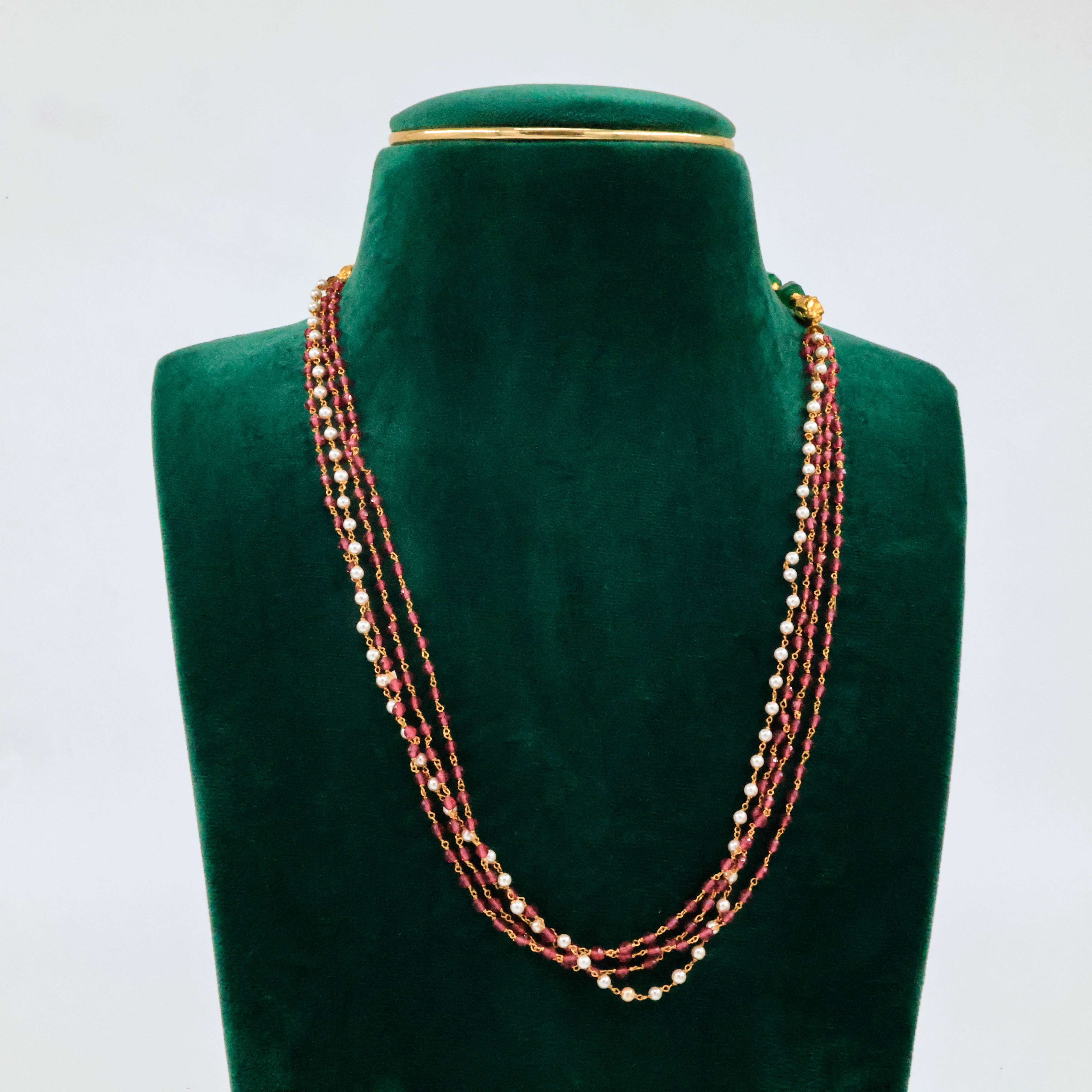 Raag Silver Jewellery Basheerbagh - Pink Pearl Layered Mala