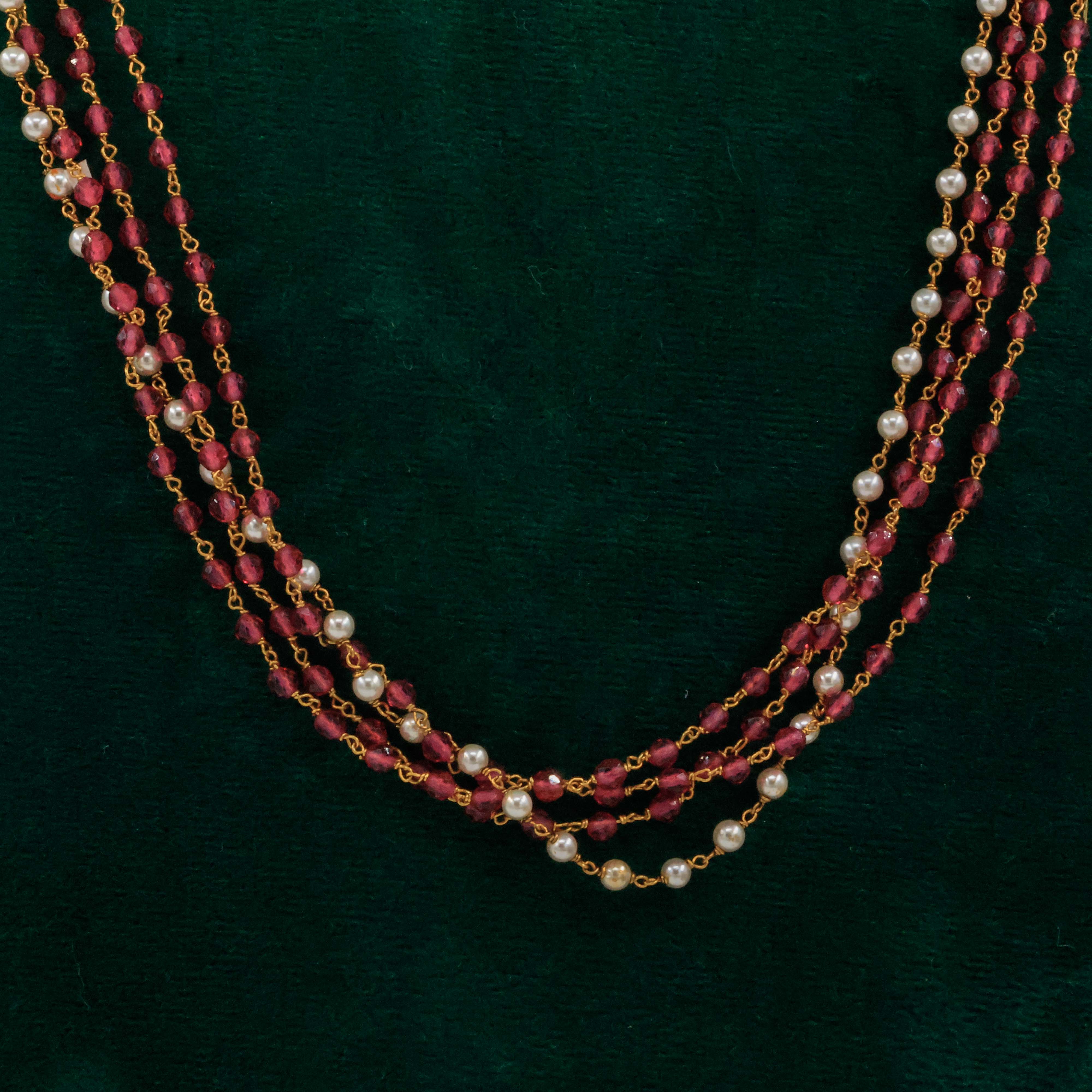 Raag Silver Jewellery Basheerbagh - Pink Pearl Layered Mala