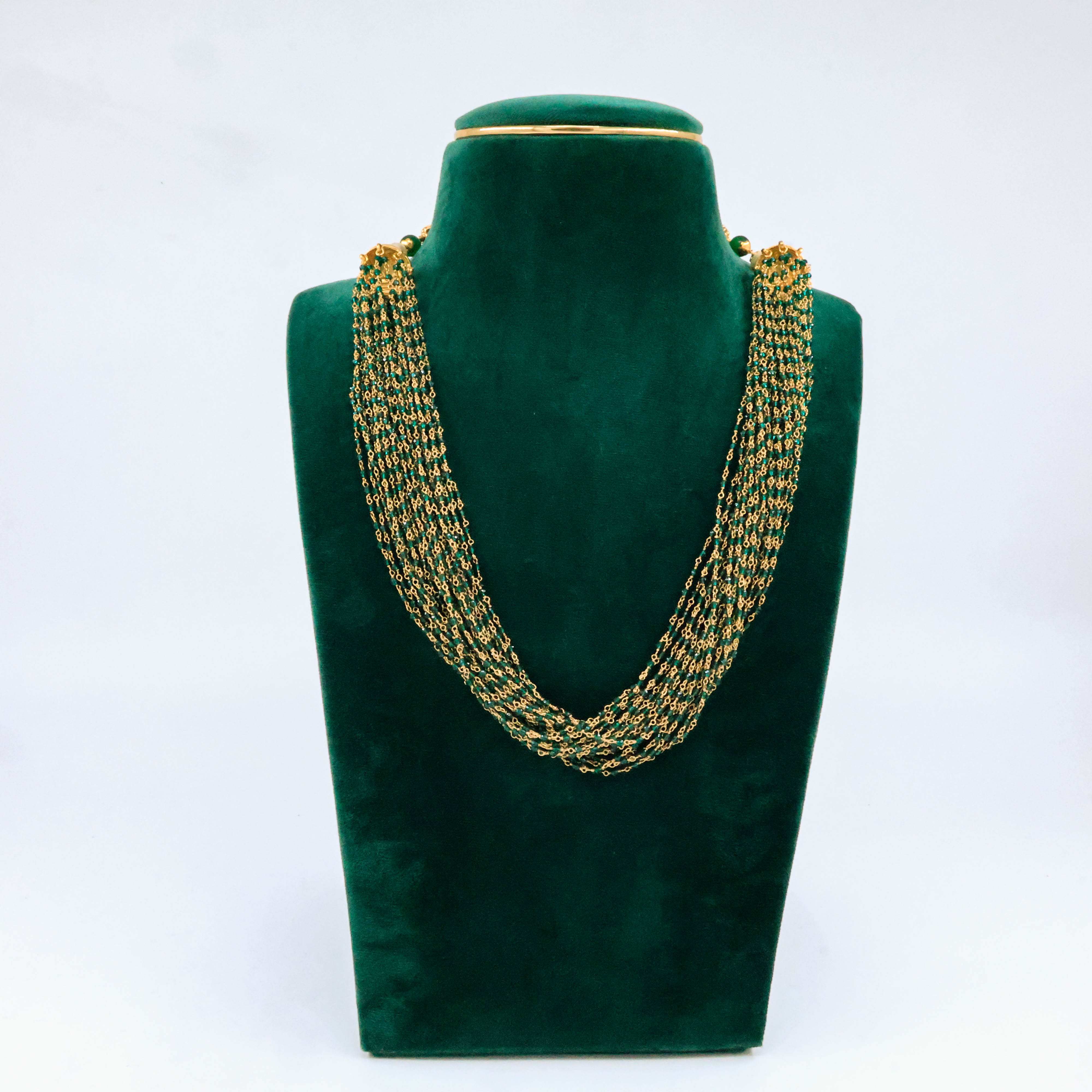 Raag Silver Jewellery Basheerbagh - Layered Emerald Bead Mala