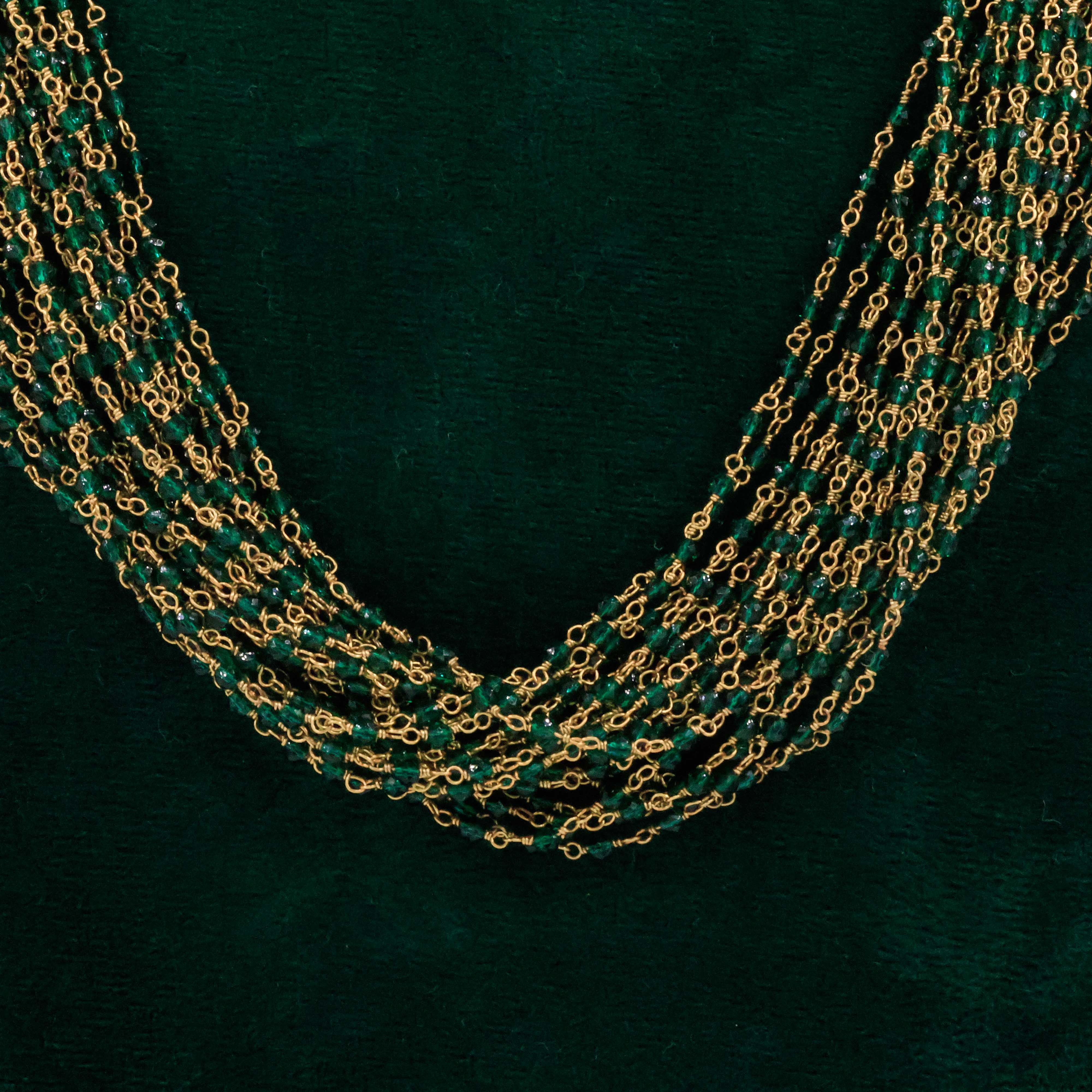 Raag Silver Jewellery Basheerbagh - Layered Emerald Bead Mala